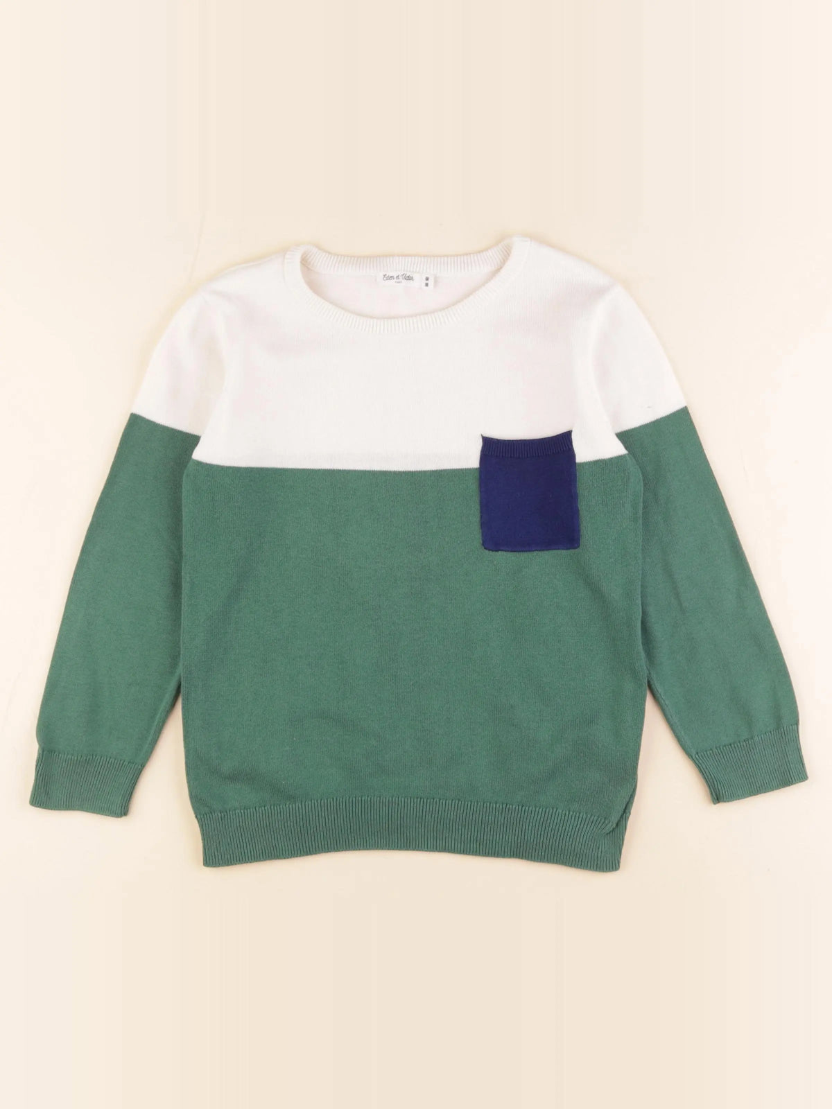Eden & Victor - pull blanc, vert - 6 ans