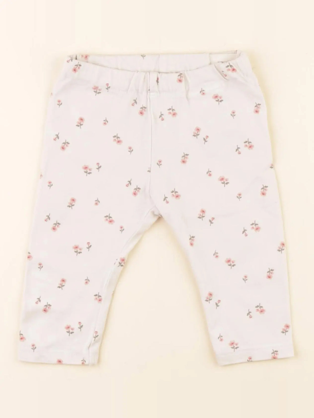 H&M - legging beige, rose - 4/6 mois