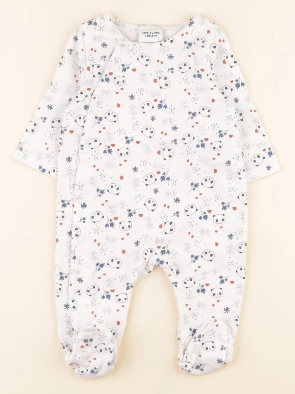 Tape à l'oeil - pyjama coton bleu, blanc - 3 mois