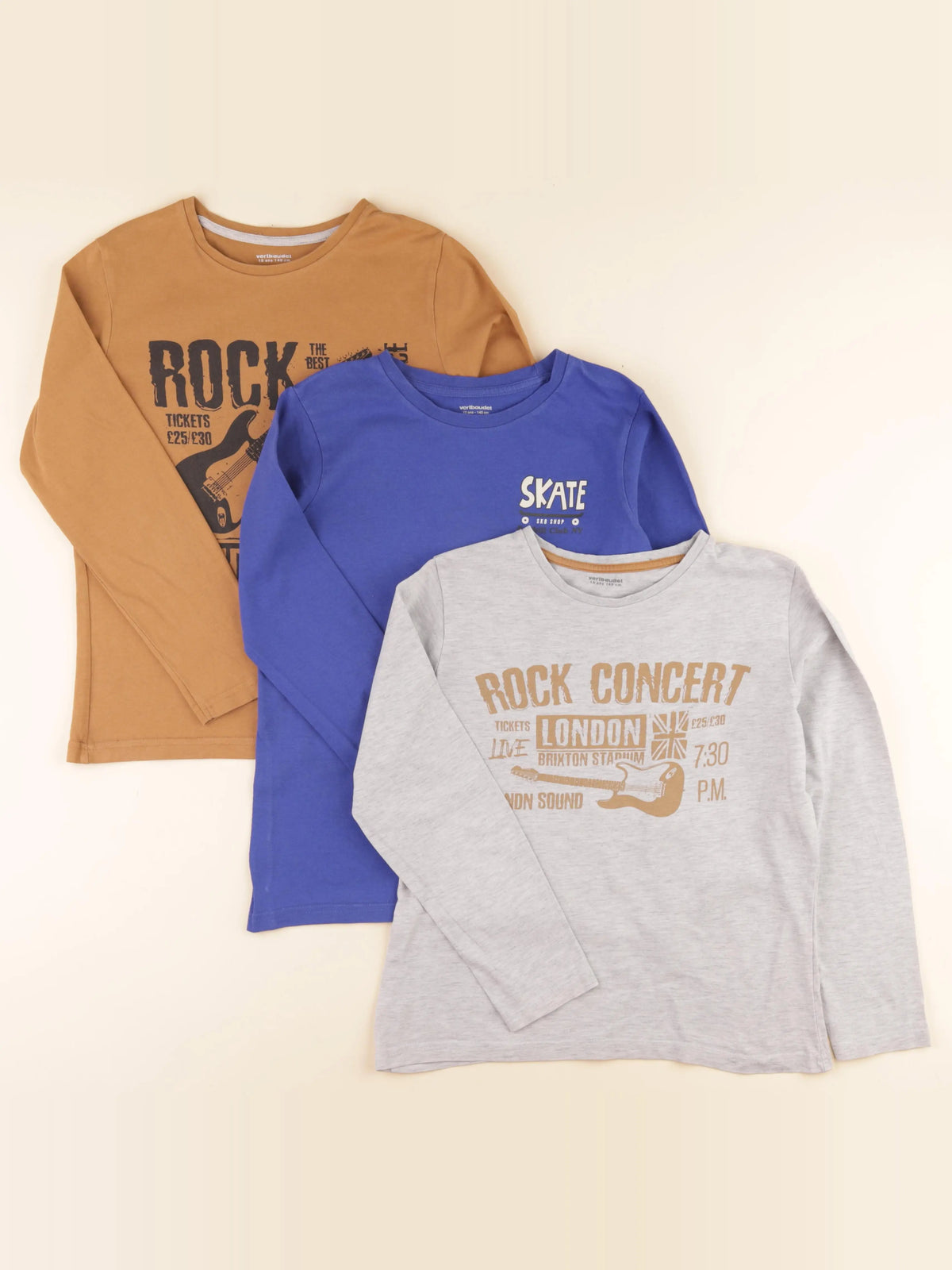 Vertbaudet - lot de 3 tee-shirts gris - 10 ans