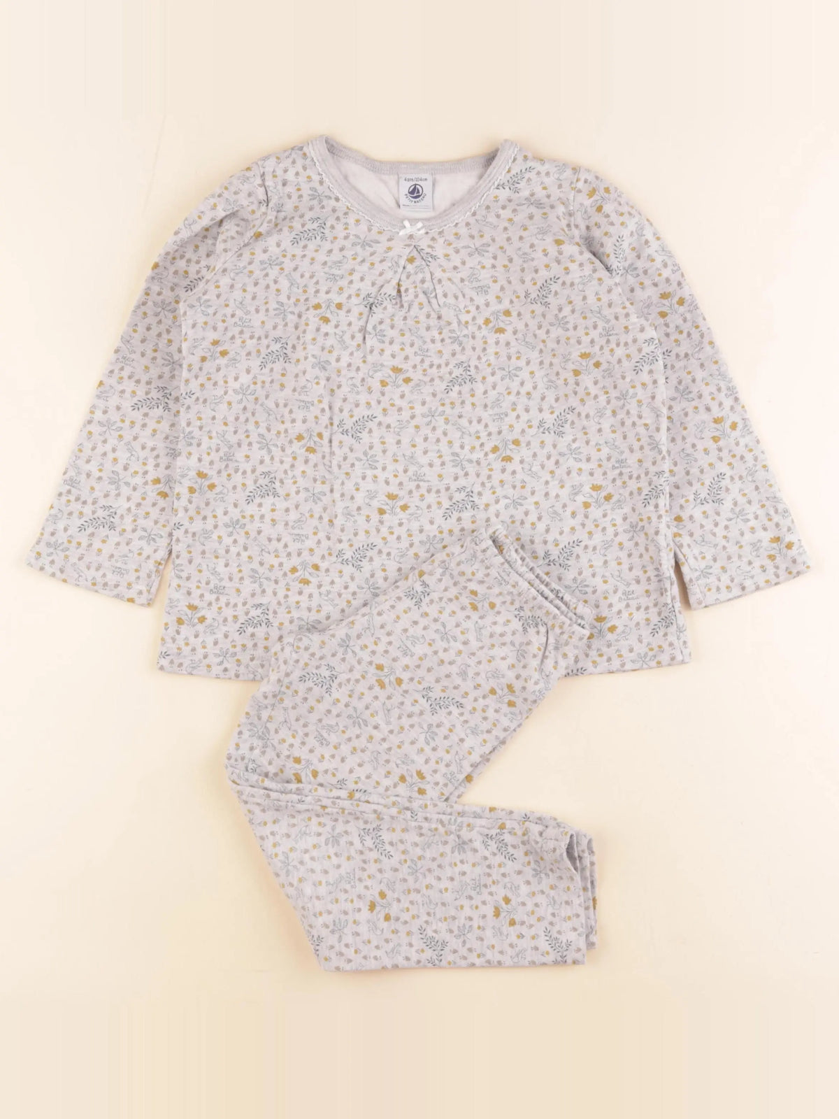 Petit Bateau - pyjama coton gris - 4 ans