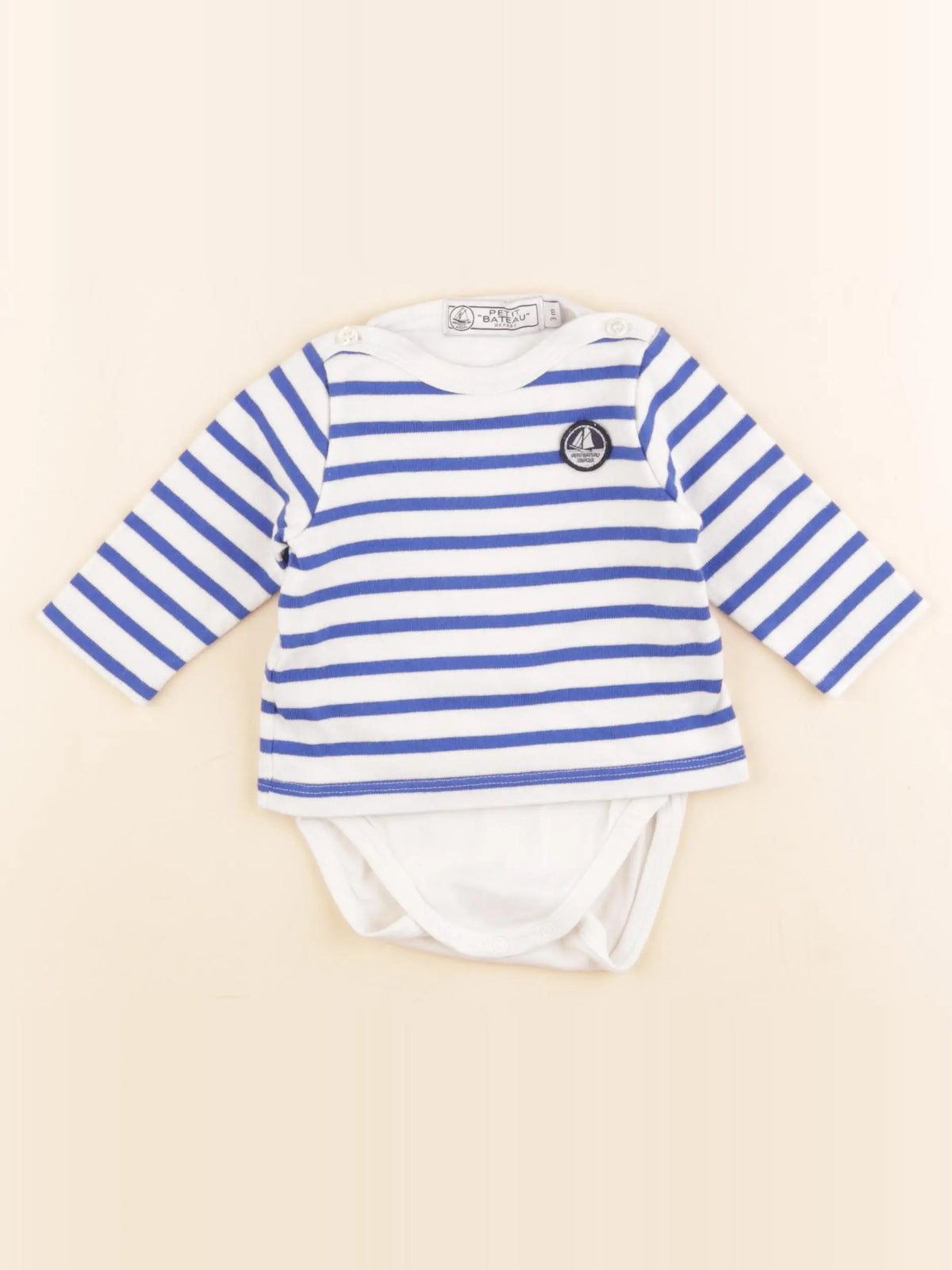 Petit Bateau - body tee-shirt bleu - 3 mois