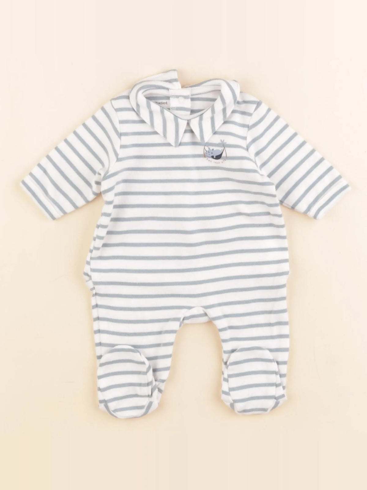 Vertbaudet - pyjama coton bleu, blanc - 1 mois