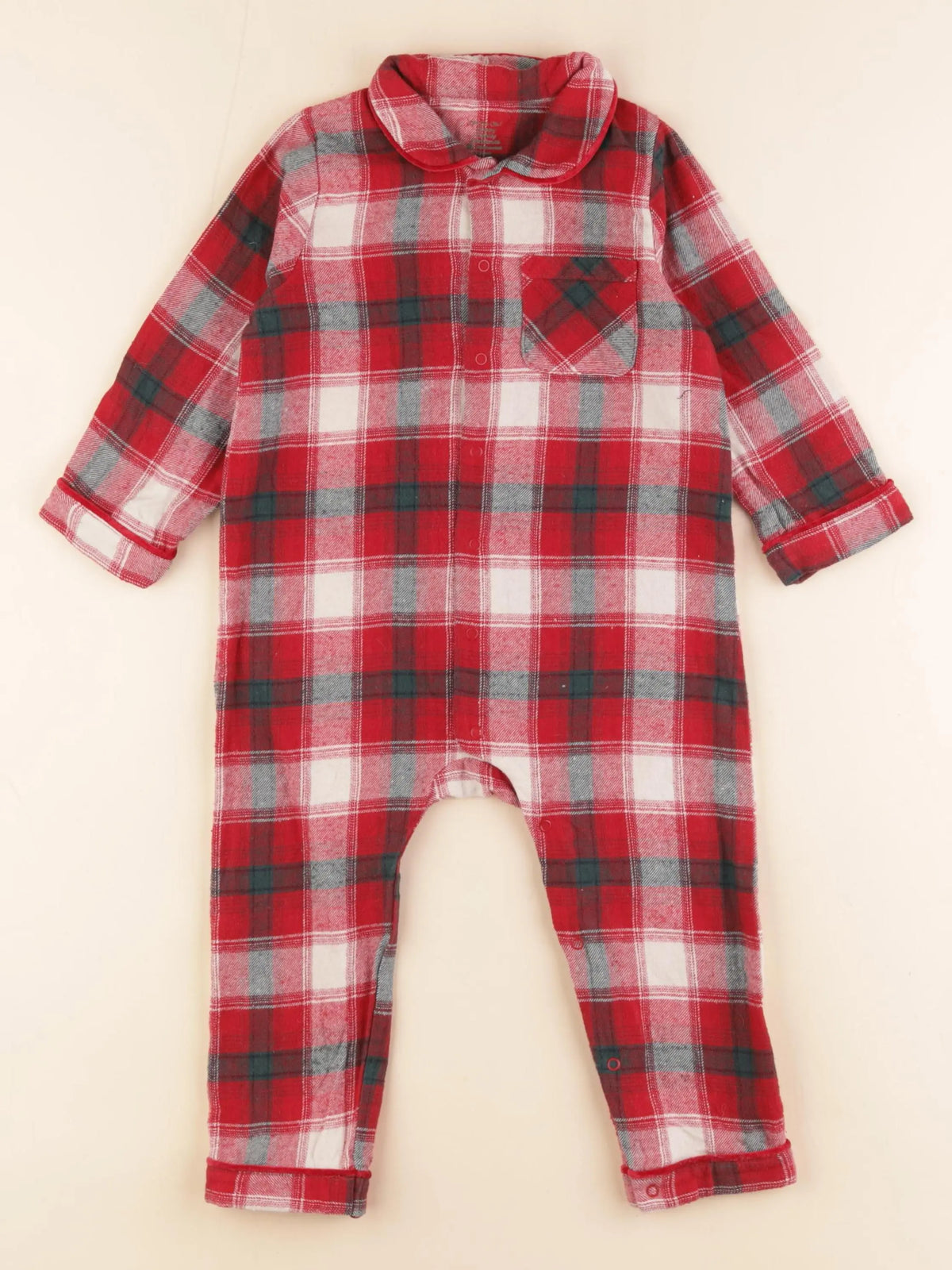 Vertbaudet - pyjama coton rouge - 24 mois