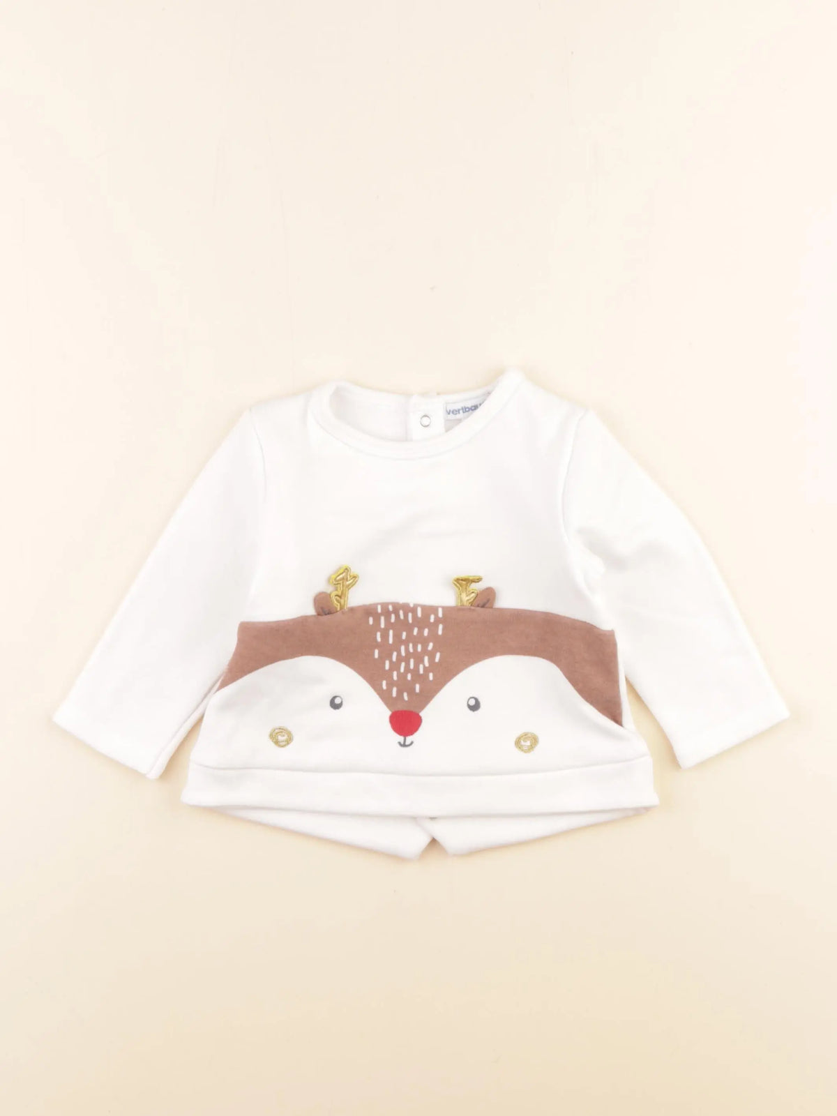Vertbaudet - sweat blanc, or - 12 mois