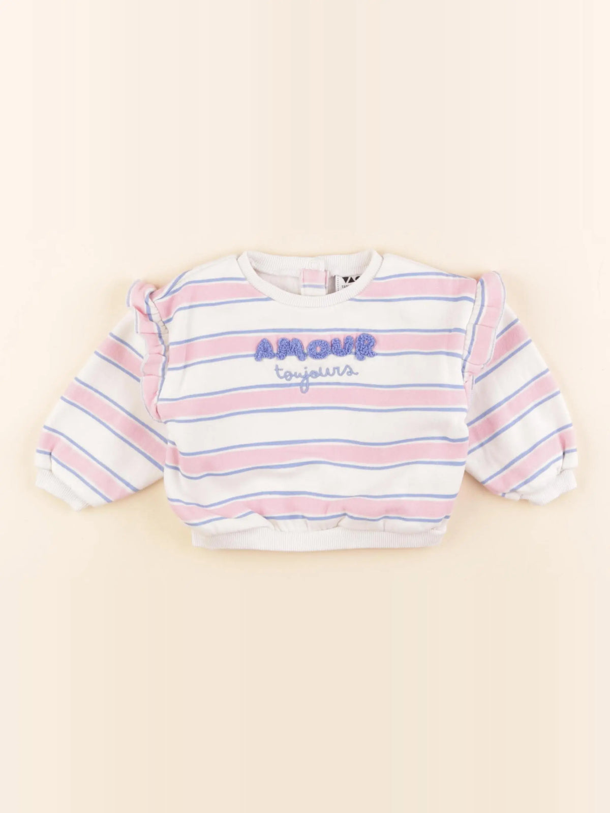 Tape à l'oeil - sweat bleu, rose - 6 mois