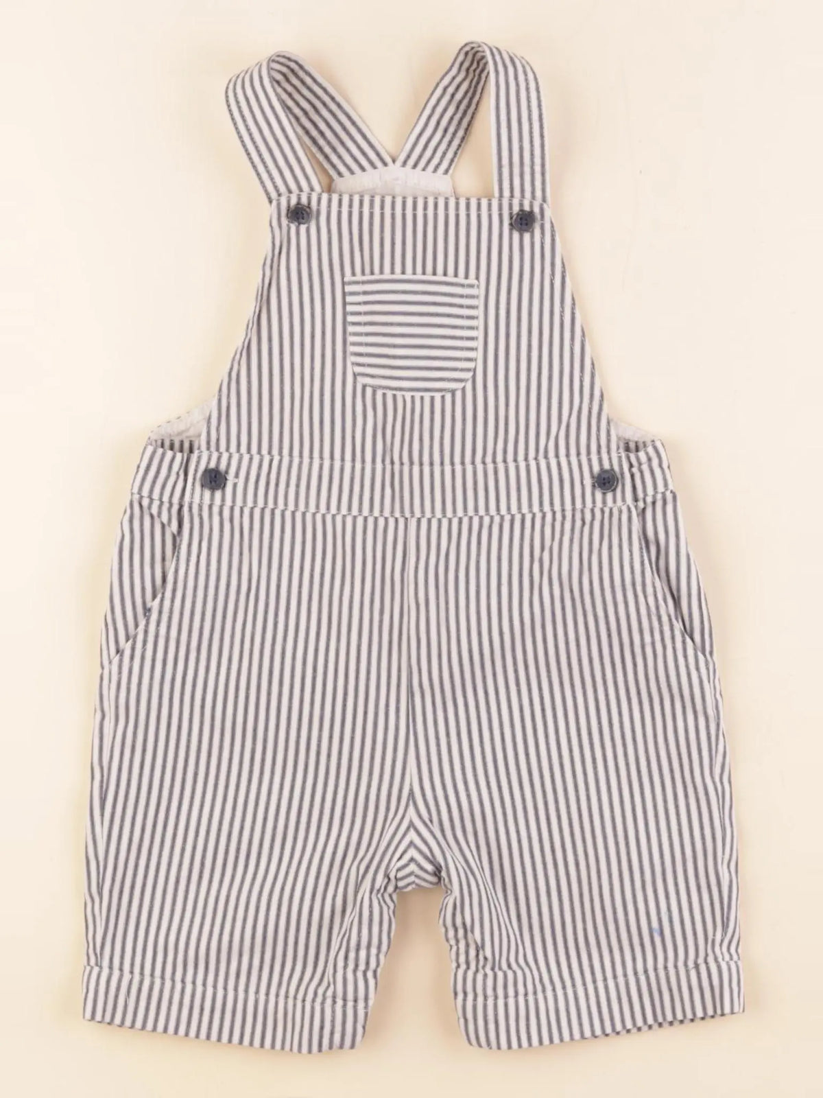 Cyrillus - salopette bleu, beige - 18 mois