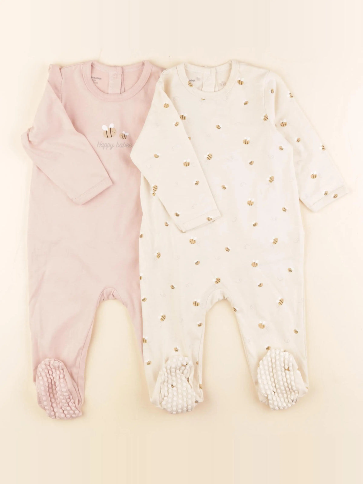 Vertbaudet - lot de 2 pyjamas coton beige - 9 mois