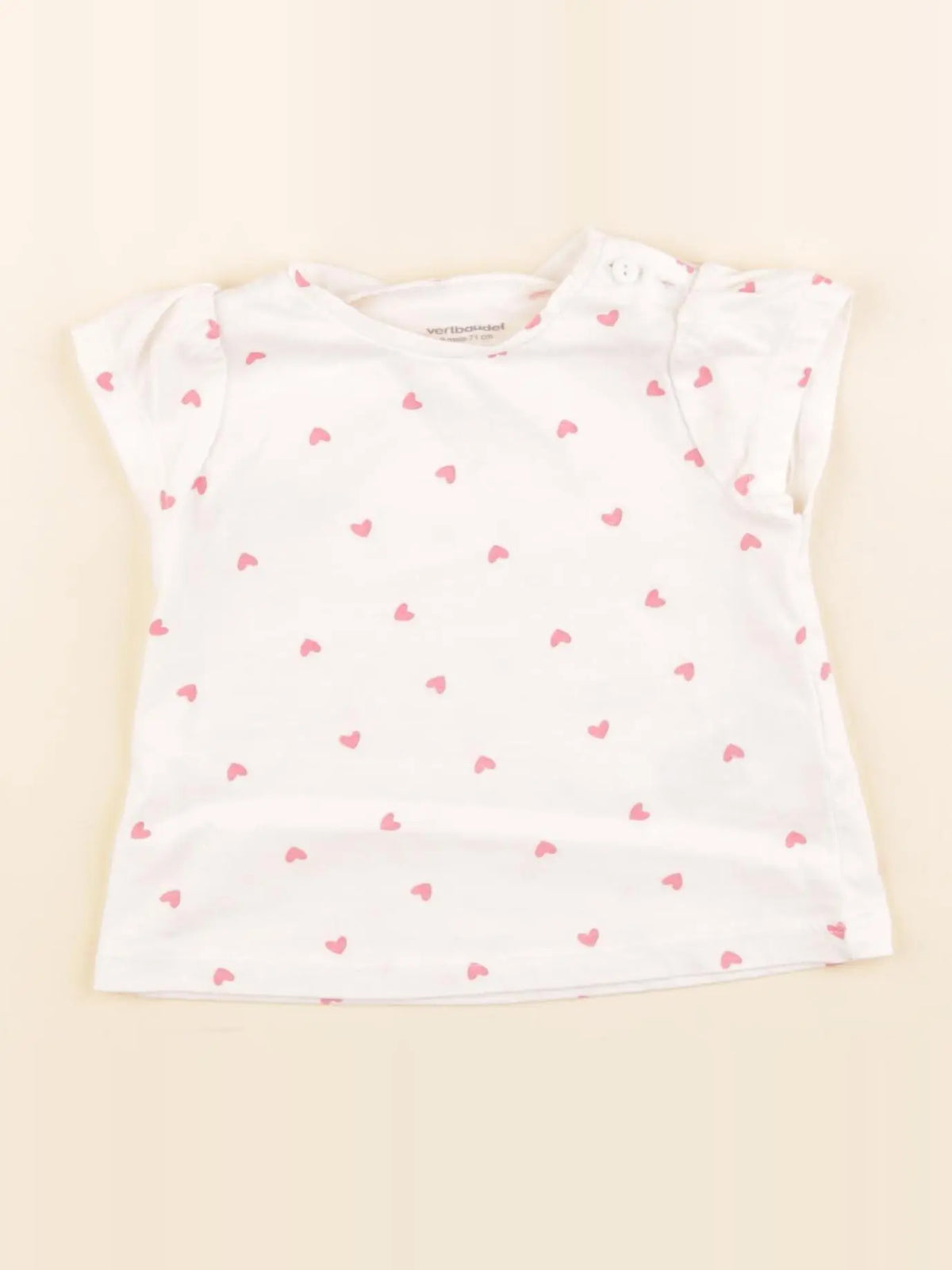 Vertbaudet - tee-shirt beige - 9 mois