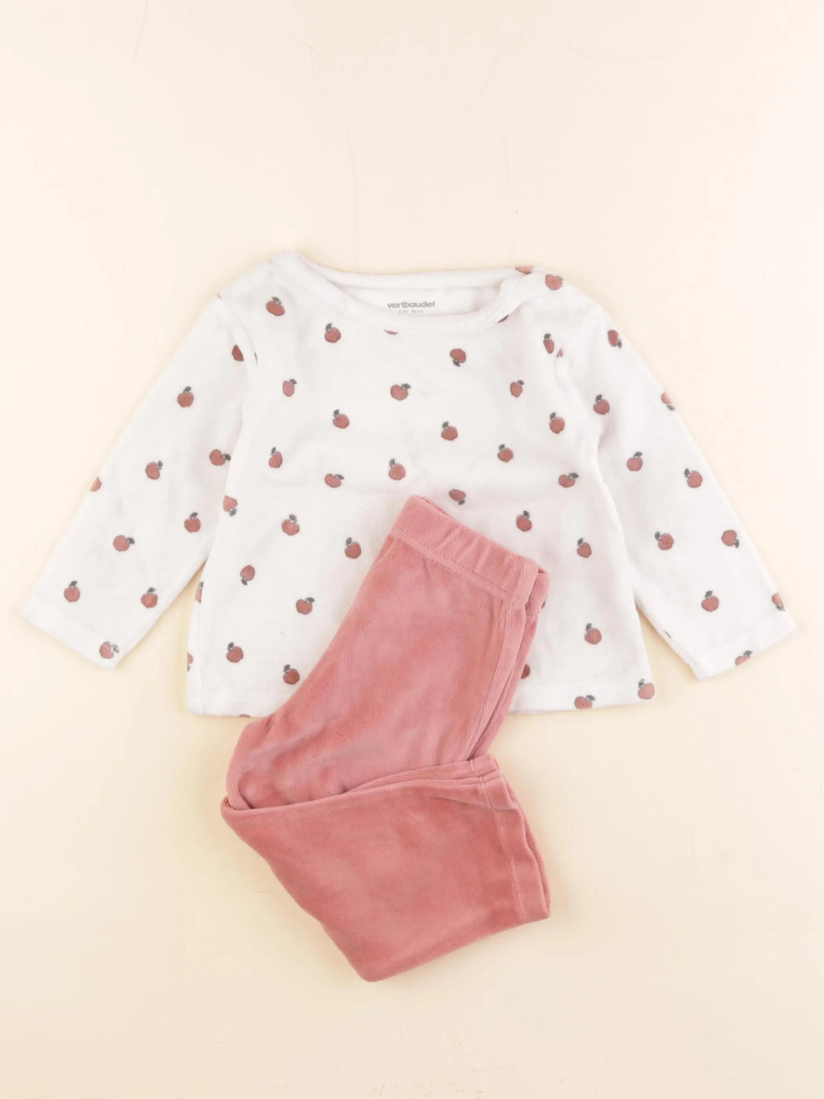 Vertbaudet - pyjama velours blanc - 2 ans