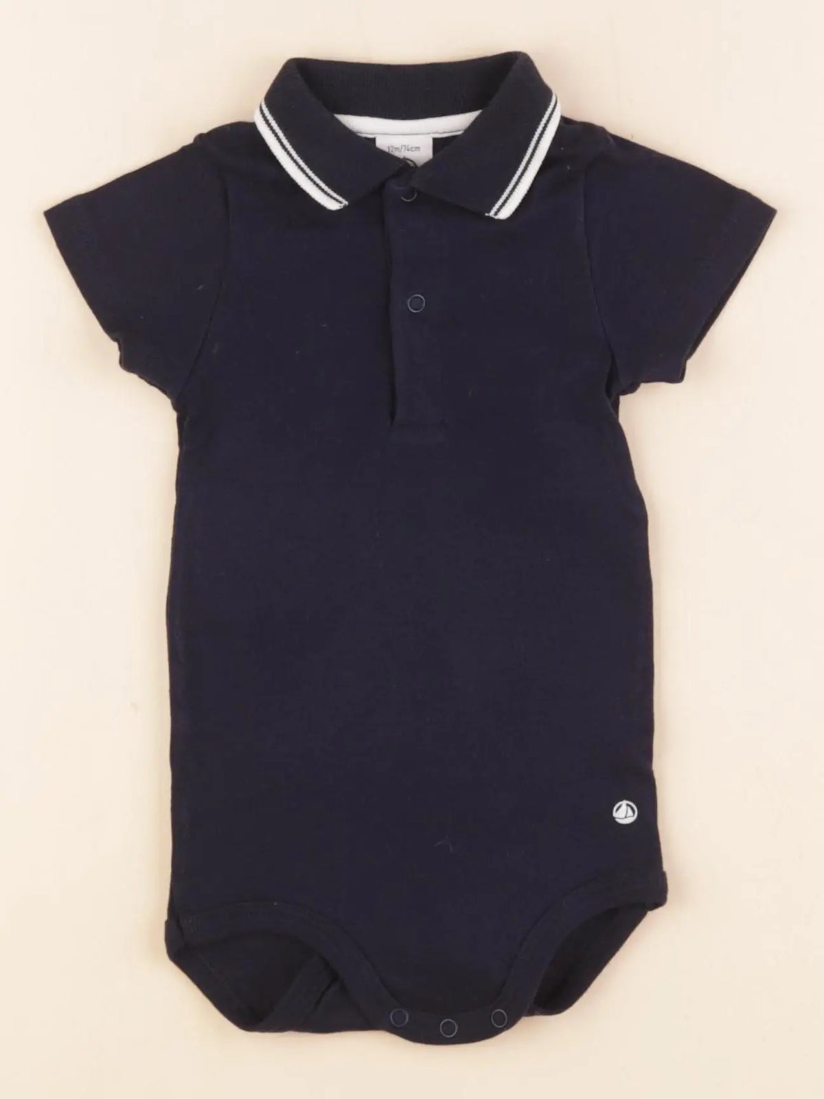 Petit Bateau - body à col bleu - 12 mois