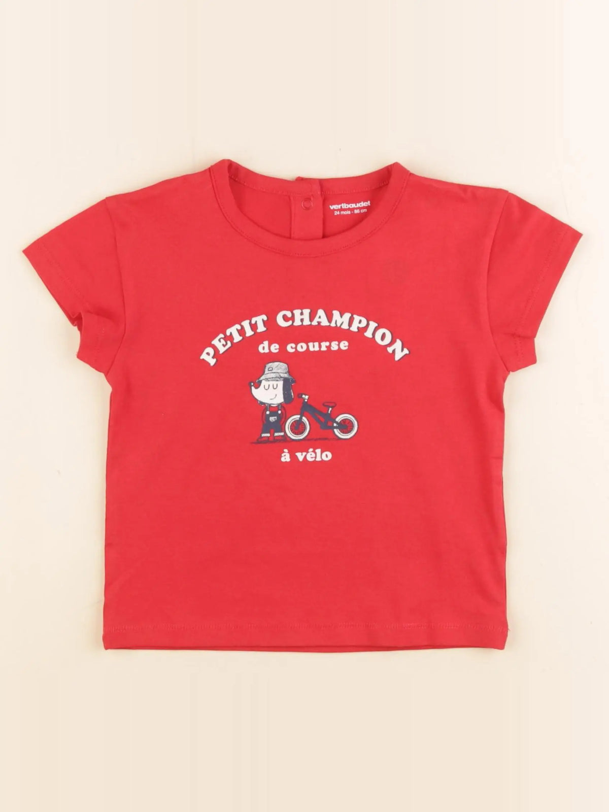 Vertbaudet - tee-shirt rouge - 24 mois