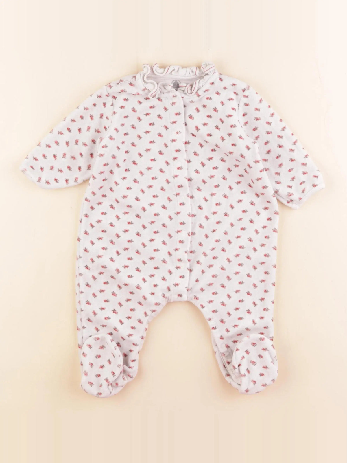 Petit Bateau - pyjama velours gris - 6 mois