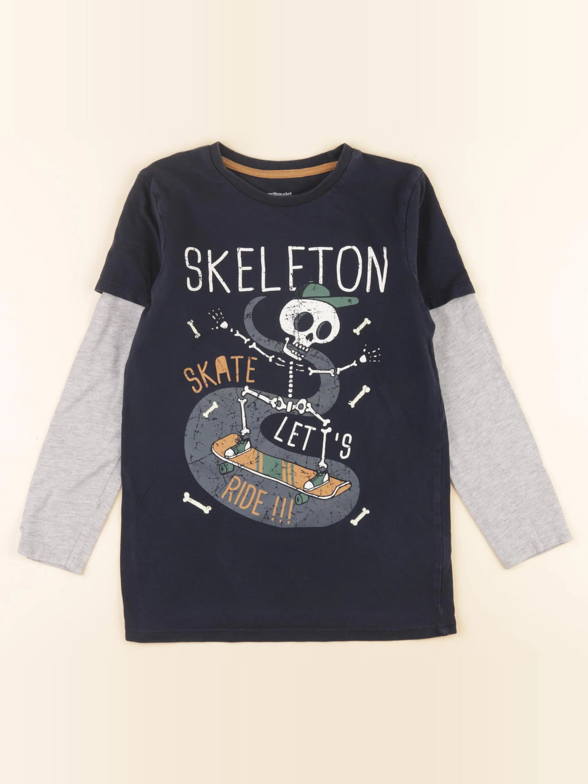 Vertbaudet - tee-shirt bleu, gris - 10 ans