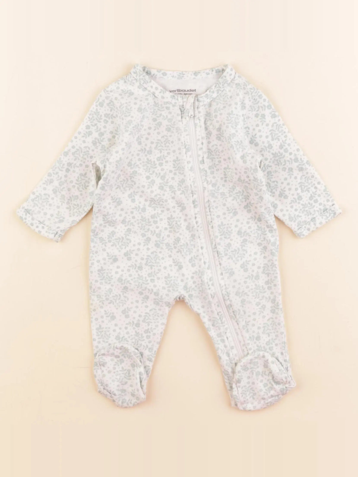 Vertbaudet - pyjama coton vert - 1 mois