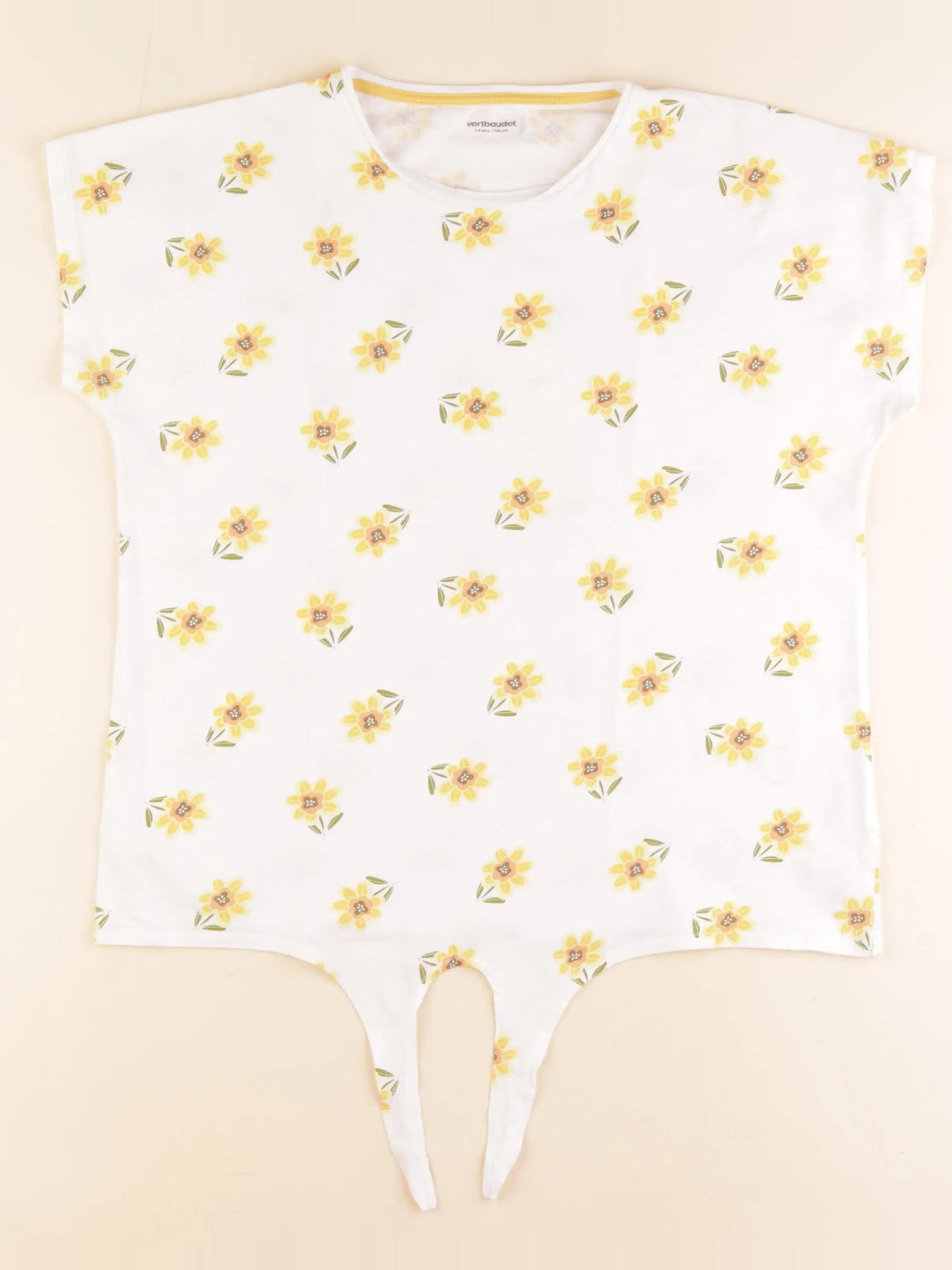 Vertbaudet - tee-shirt blanc, jaune - 14 ans
