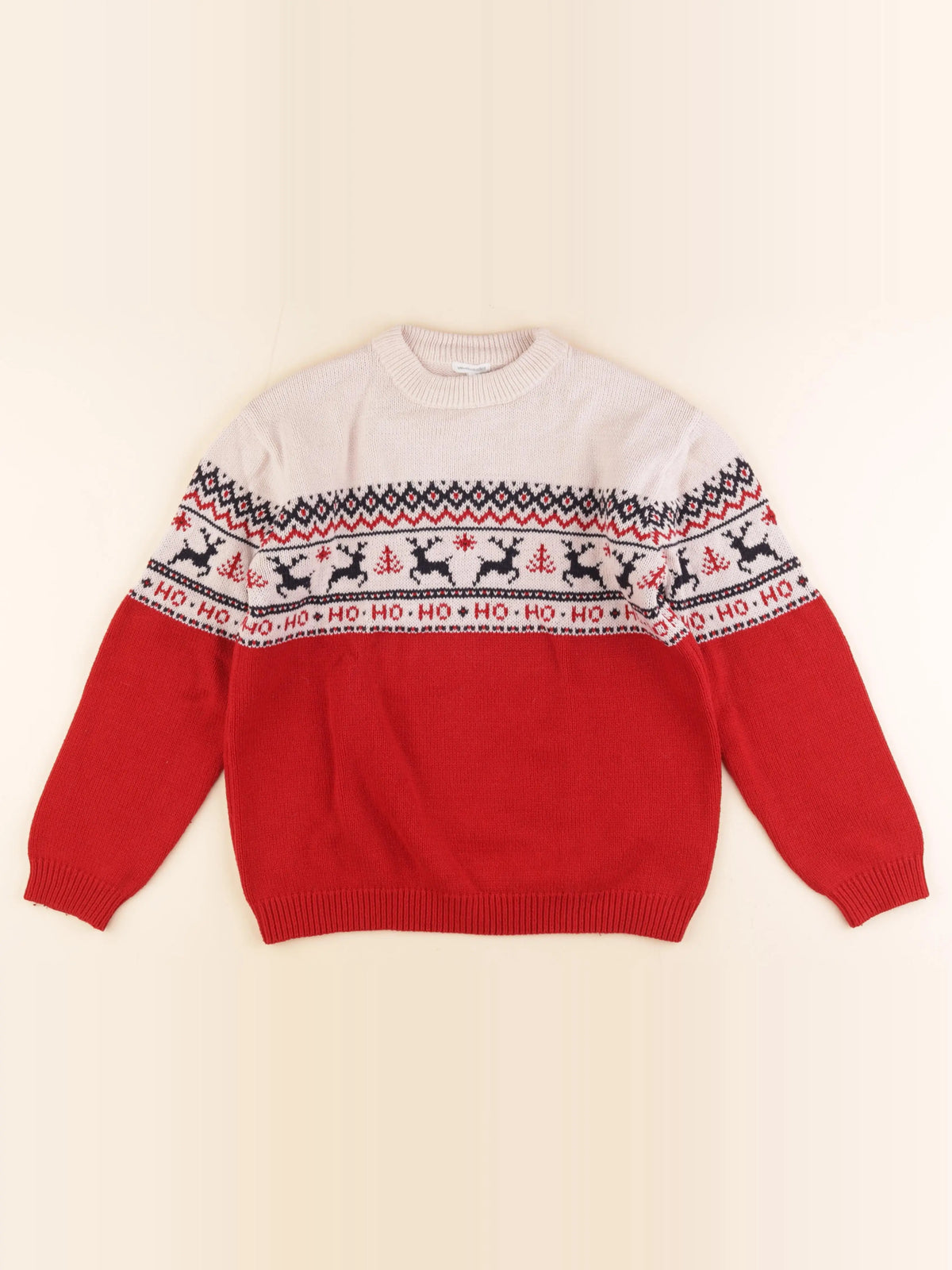Vertbaudet - pull rouge, blanc - 12 ans
