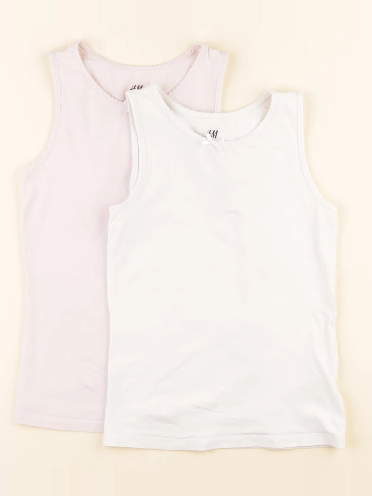 H&M - lot de 2 maillots de corps blanc, rose - 6/8 ans