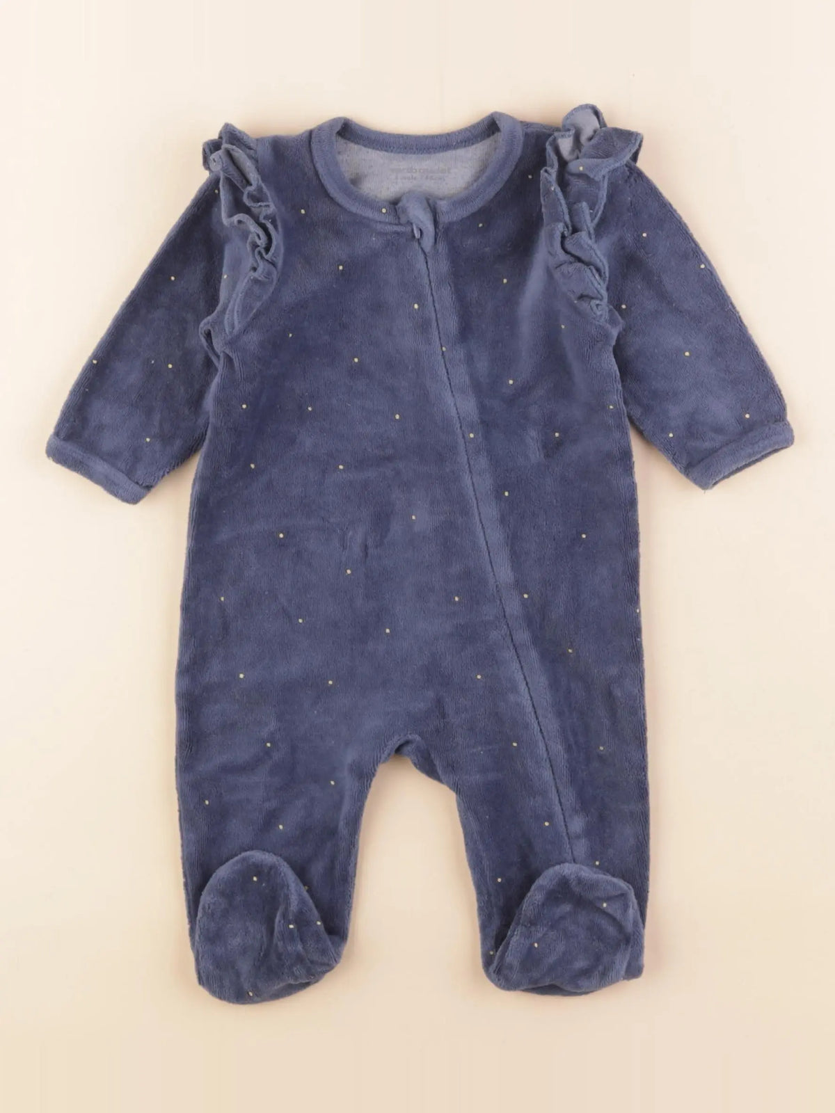 Vertbaudet - pyjama velours bleu - 3 mois