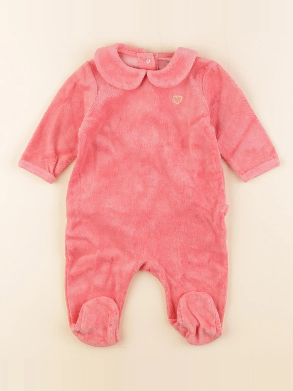 Vertbaudet - pyjama velours rose - 3 mois