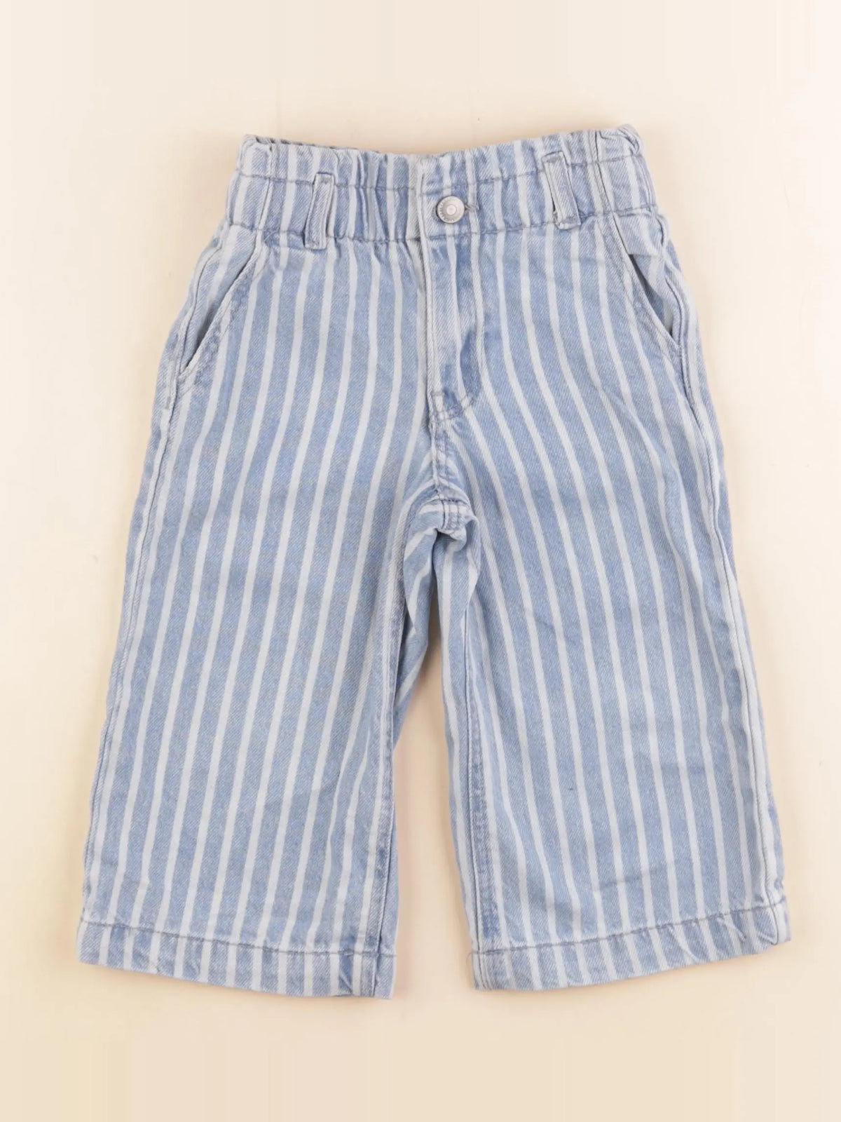 Vertbaudet - pantalon bleu, blanc - 2 ans