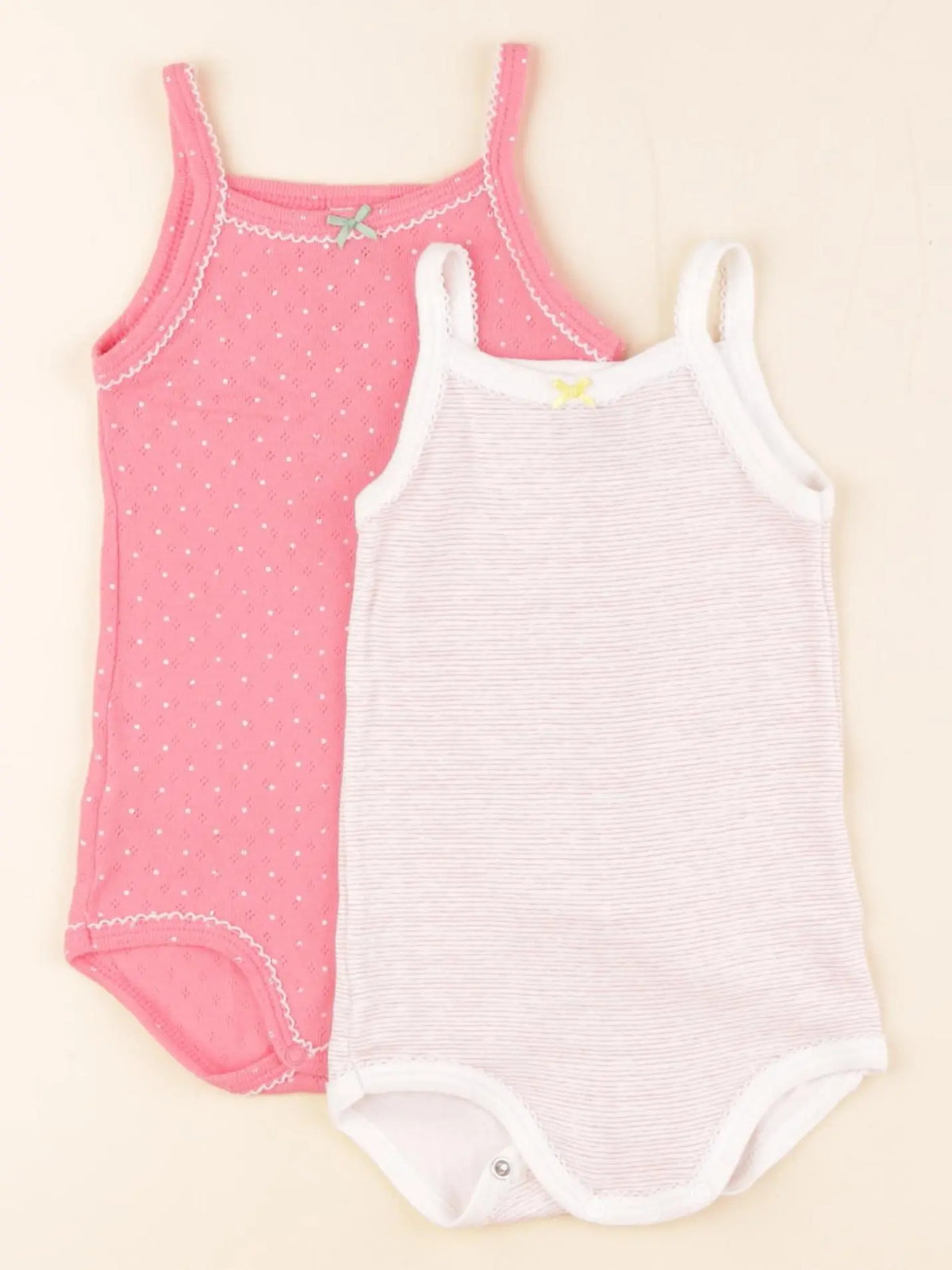 Petit Bateau - lot de 2 bodies en coton blanc, rose - 12 mois