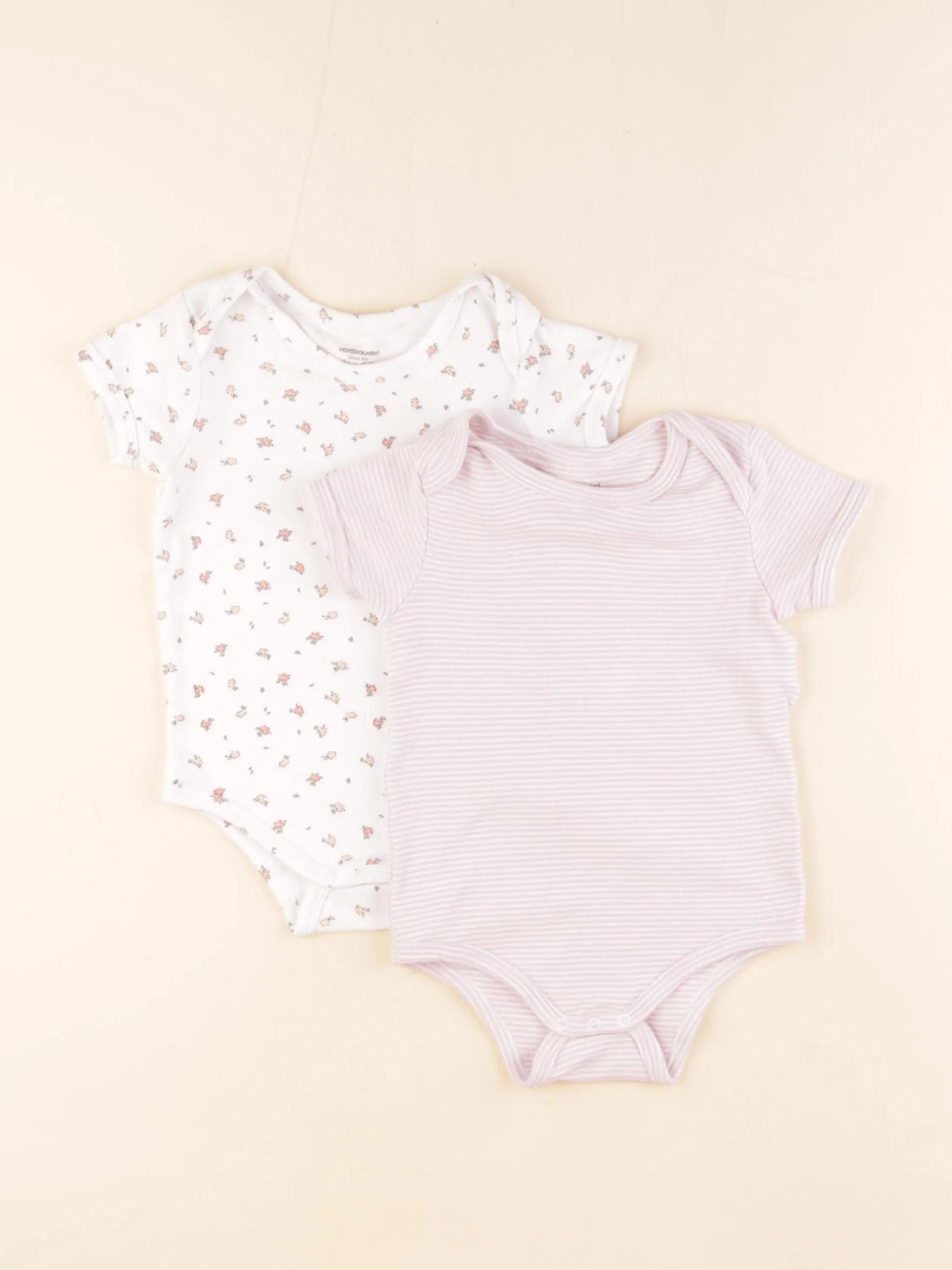 Vertbaudet - lot de 2 bodies en coton blanc, violet - 36 mois