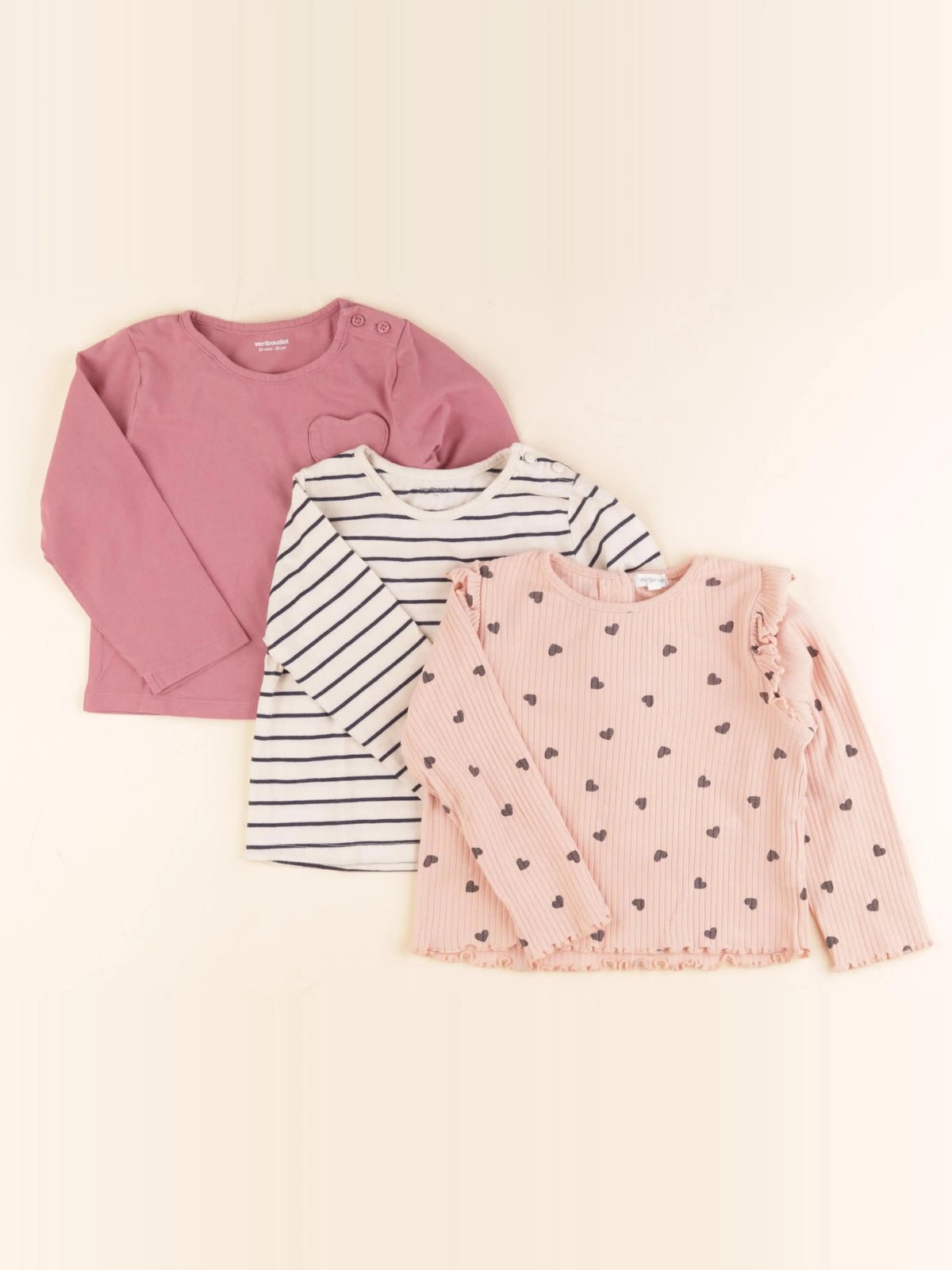 Vertbaudet - lot de 3 tee-shirts multicolore - 2 ans