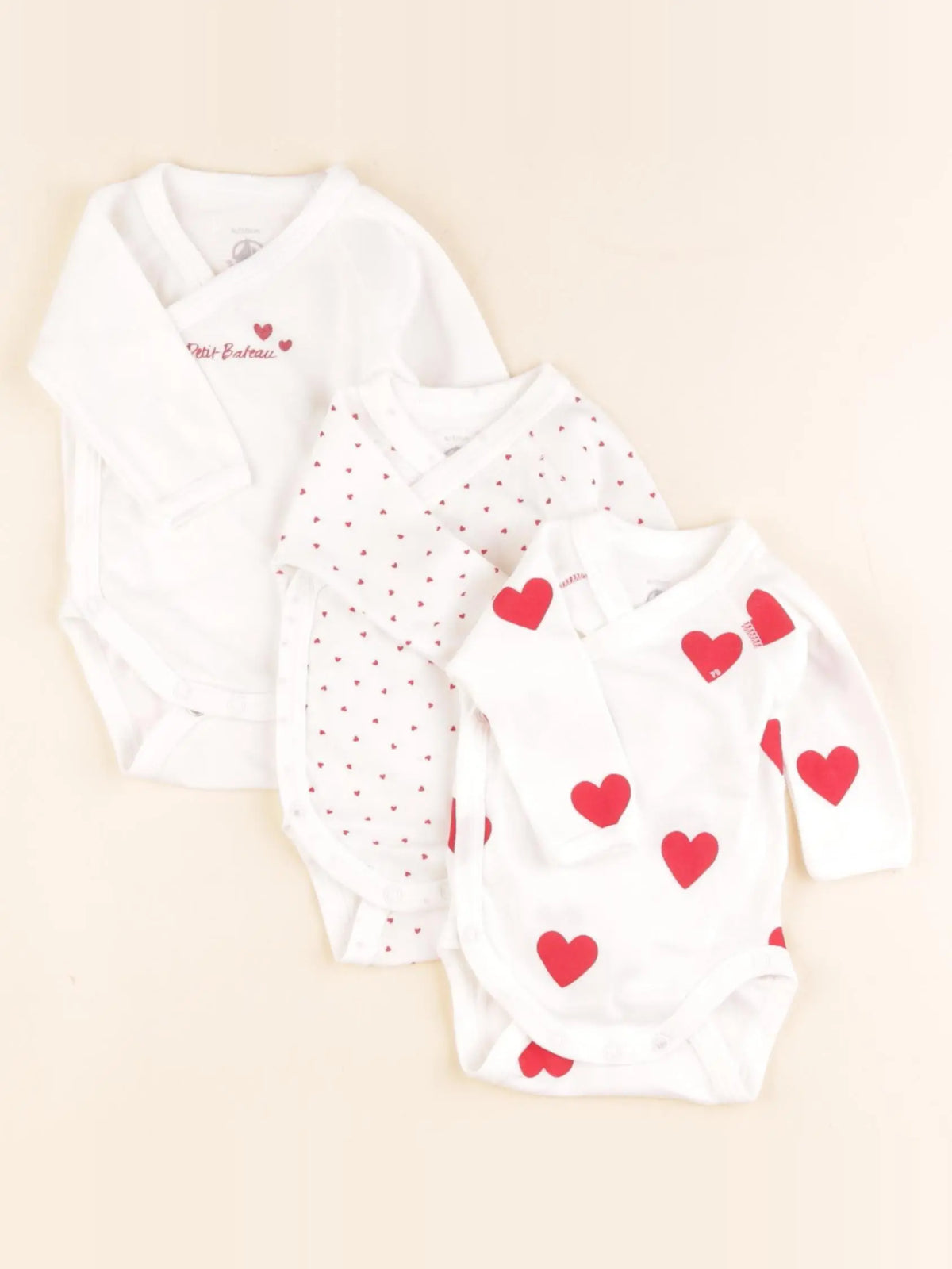 Petit Bateau - lot de 3 bodies en coton blanc - 0 mois