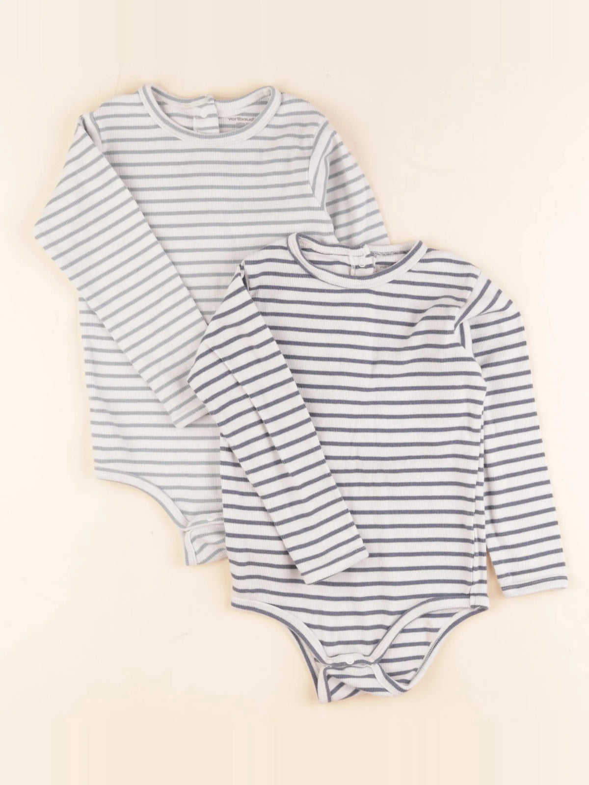Vertbaudet - lot de 2 bodies en coton blanc, bleu - 36 mois
