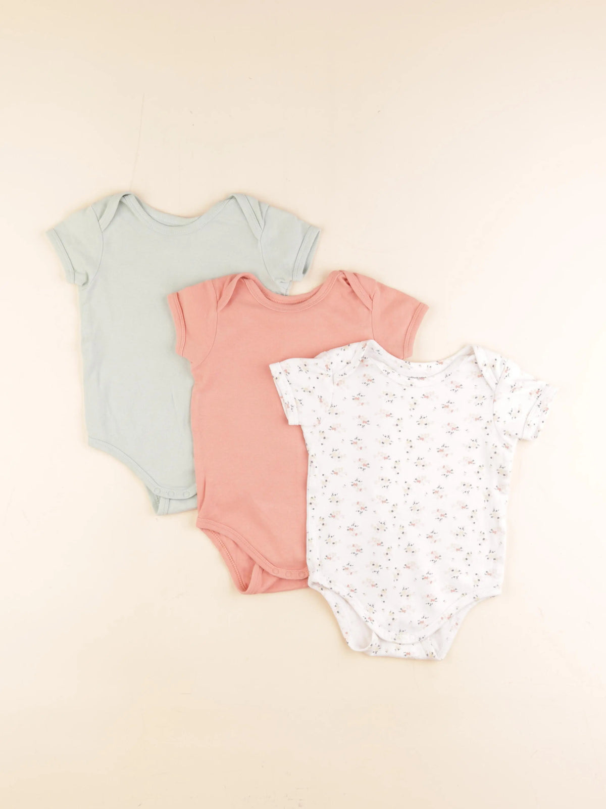 Vertbaudet - lot de 3 bodies en coton blanc, rose, vert - 24 mois