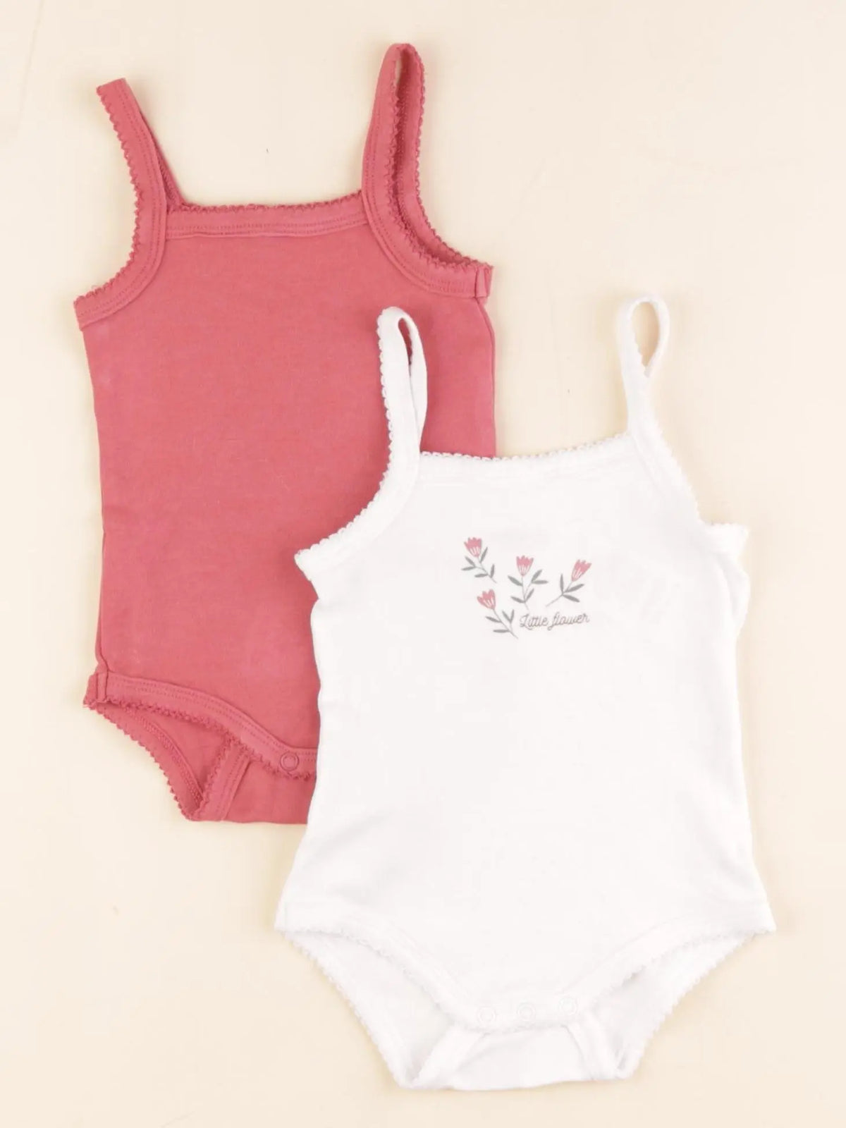 Vertbaudet - lot de 2 bodies en coton blanc, rose - 6 mois
