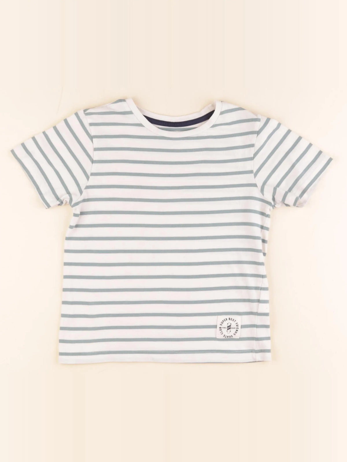 Vertbaudet - tee-shirt blanc, vert - 8 ans
