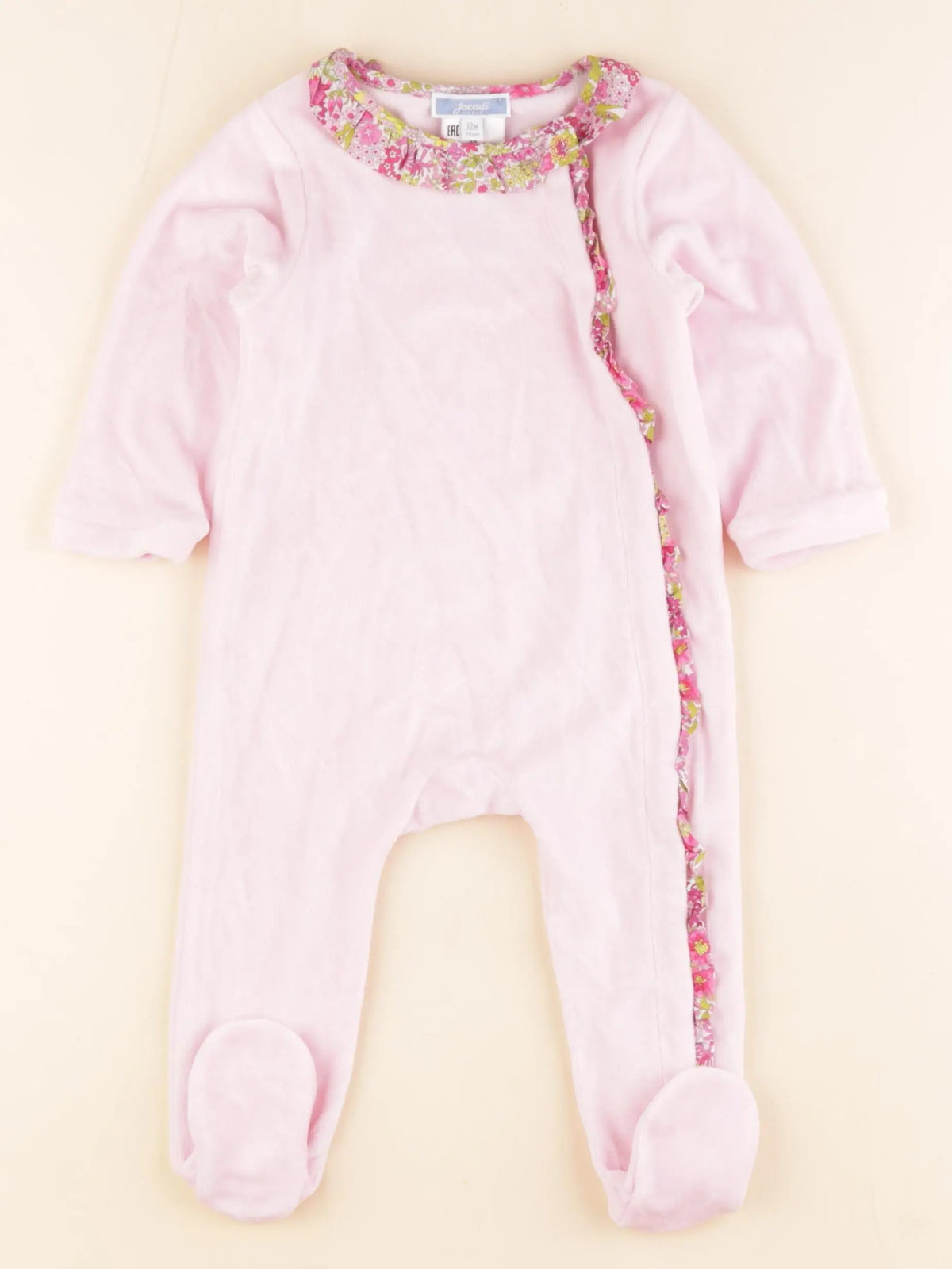 Jacadi - pyjama velours rose - 12 mois