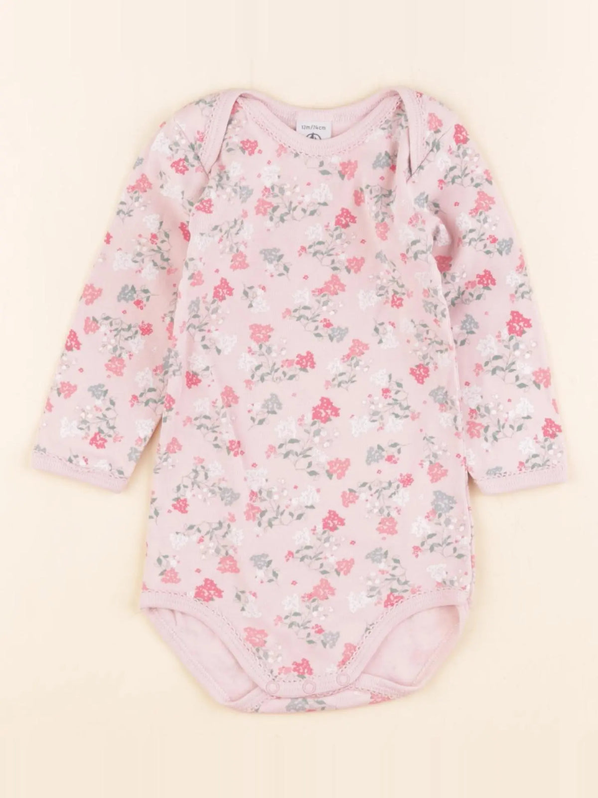 Petit Bateau - body rose - 12 mois