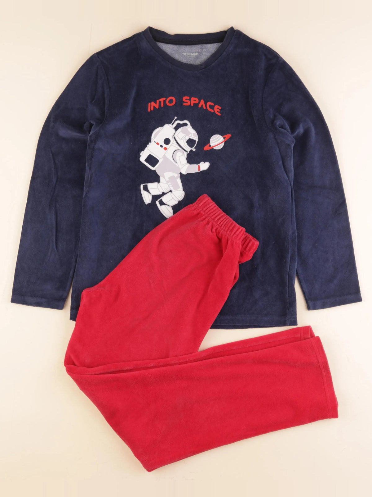 Vertbaudet - pyjama velours bleu - 12 ans