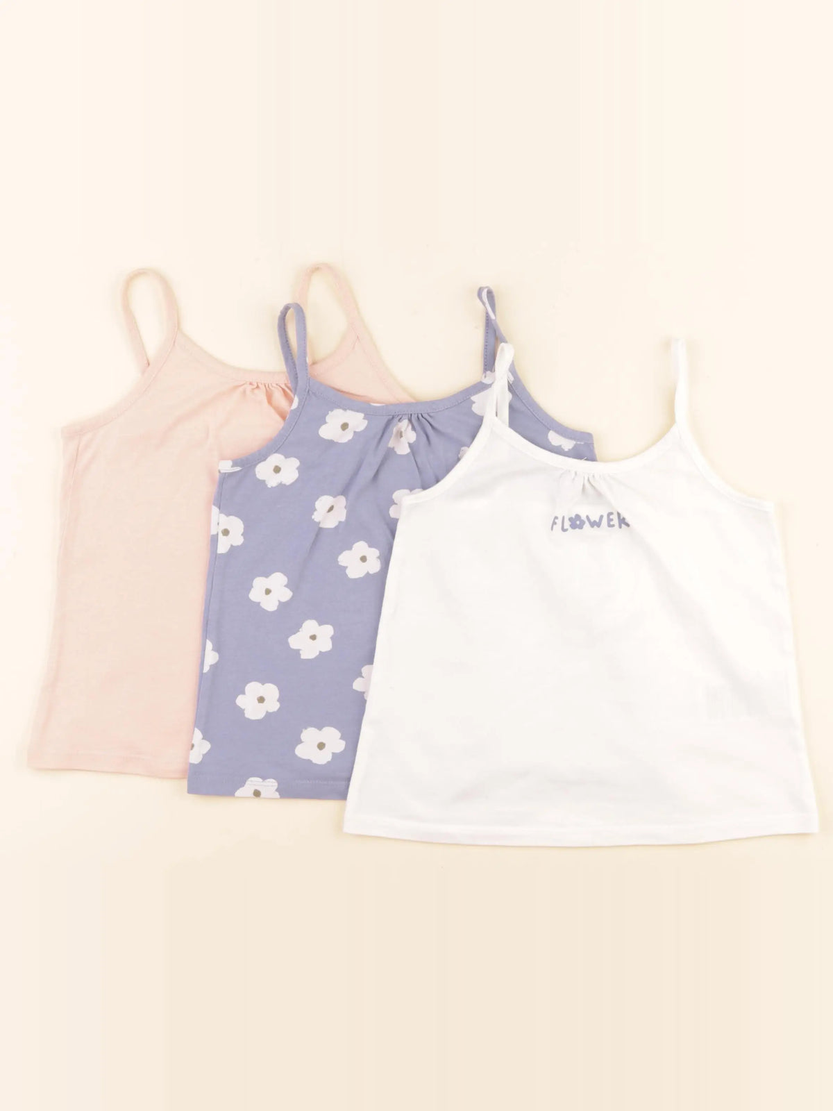 Vertbaudet - lot de 3 débardeurs blanc, bleu, rose - 4 ans