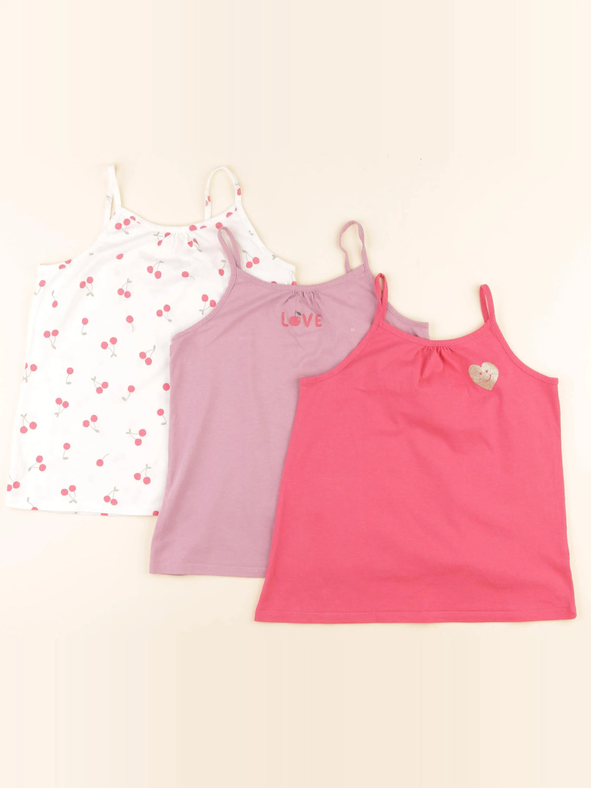 Vertbaudet - lot de 3 débardeurs rose, violet - 10 ans