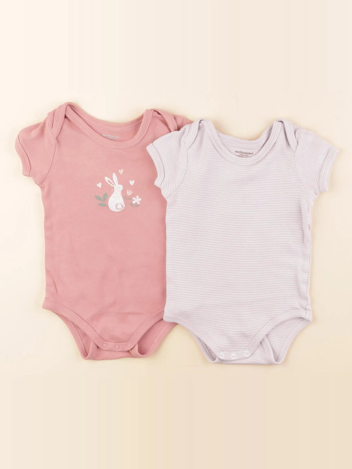 Vertbaudet - lot de 2 bodies en coton rose - 18 mois