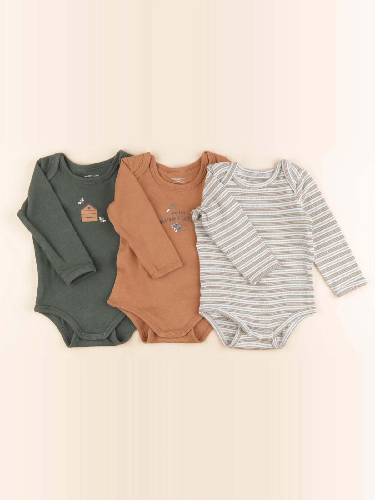 Vertbaudet - lot de 3 bodies en coton multicolore - 12 mois