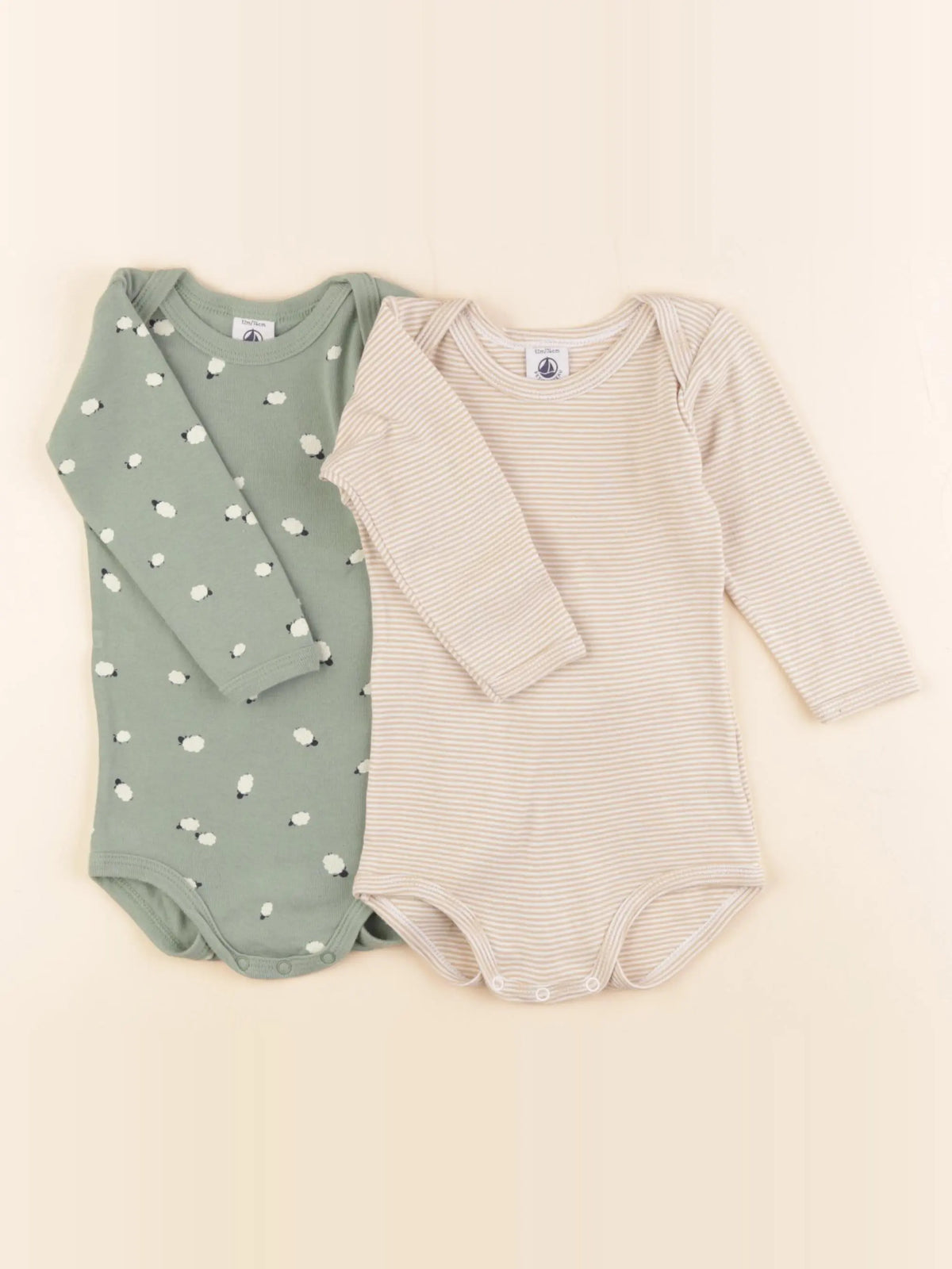 Petit Bateau - lot de 2 bodies en coton multicolore - 12 mois