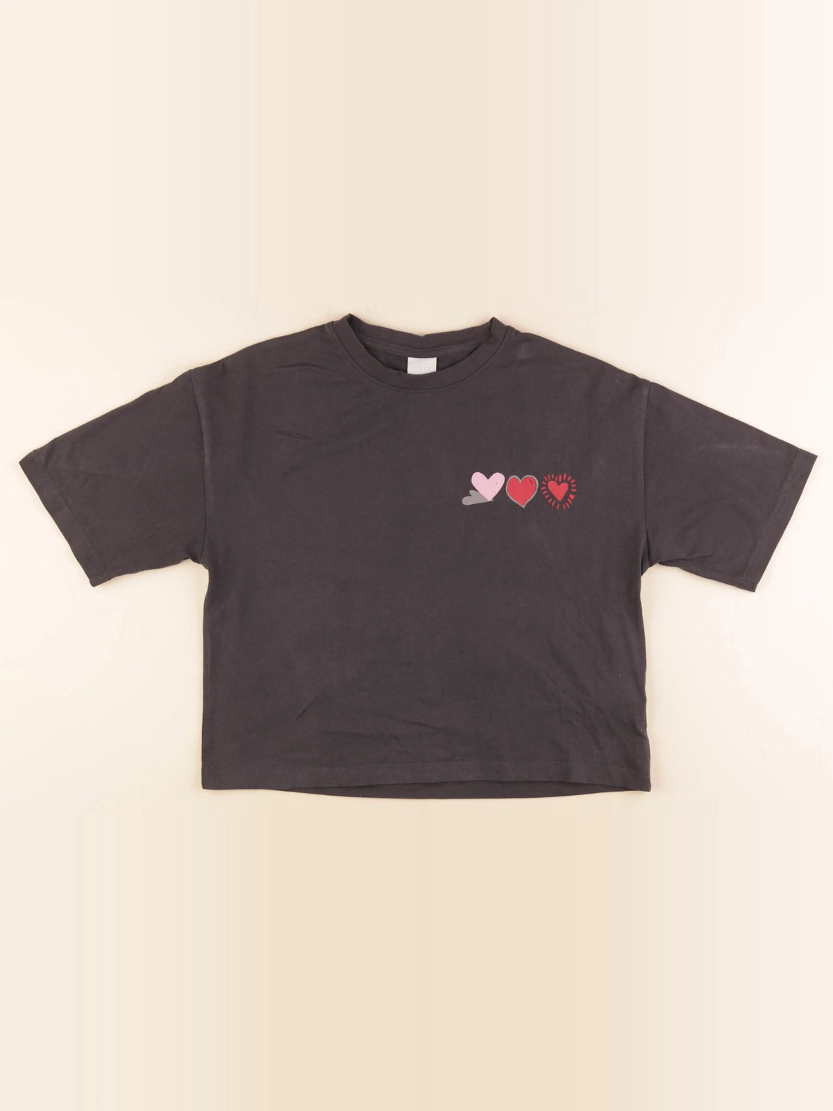 Zara - tee-shirt imprimé au dos gris, rose - 11/12 ans