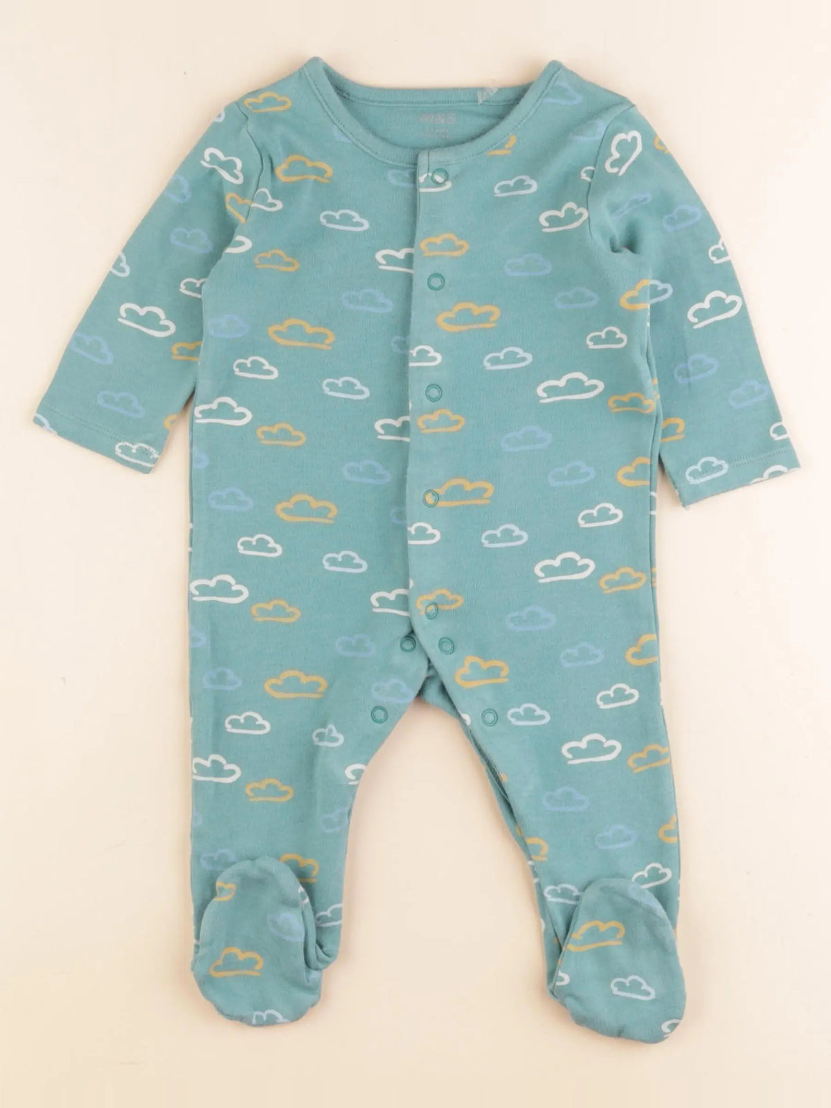 Marks & Spencer - pyjama coton vert - 6/9 mois