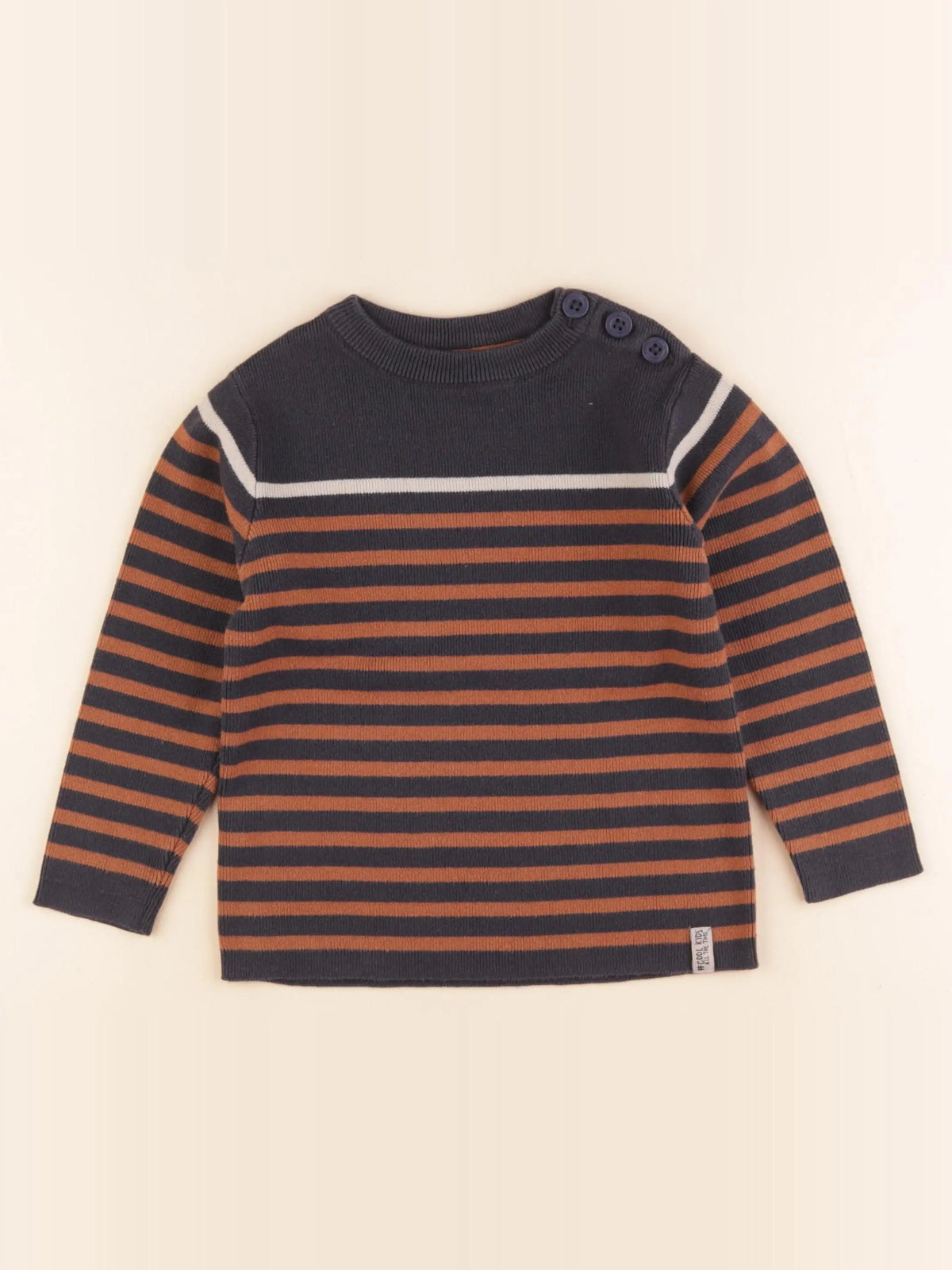 Vertbaudet - pull bleu, marron - 4 ans