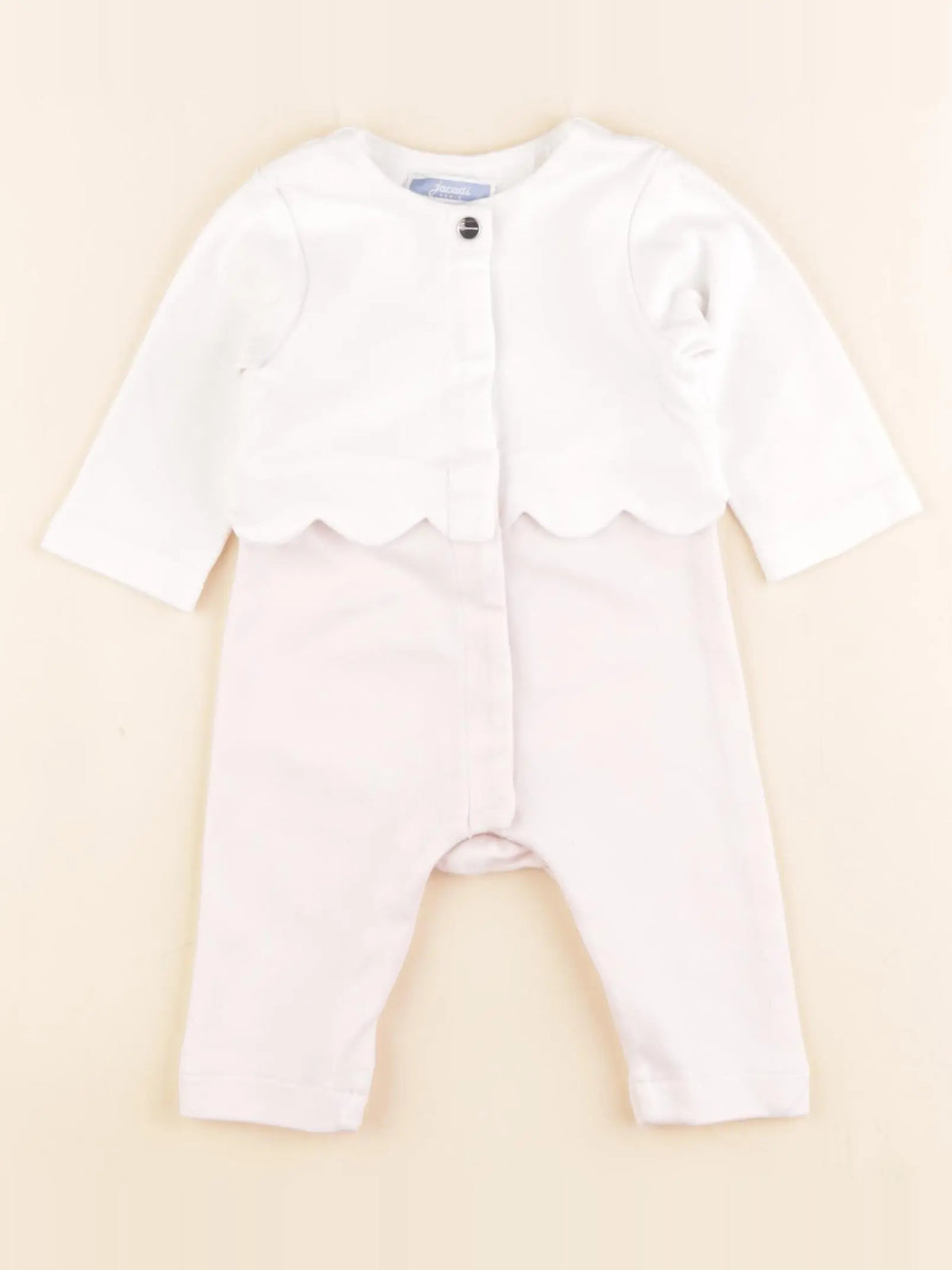 Jacadi - pyjama coton blanc, rose - 3 mois