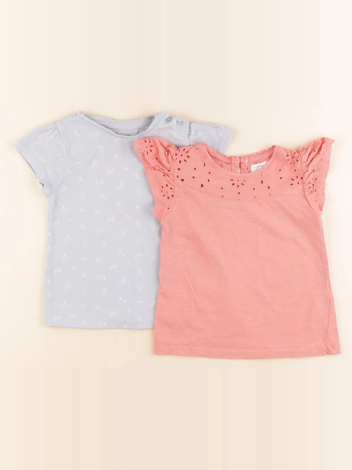 Vertbaudet - lot de 2 tee-shirts bleu, rose - 2 ans