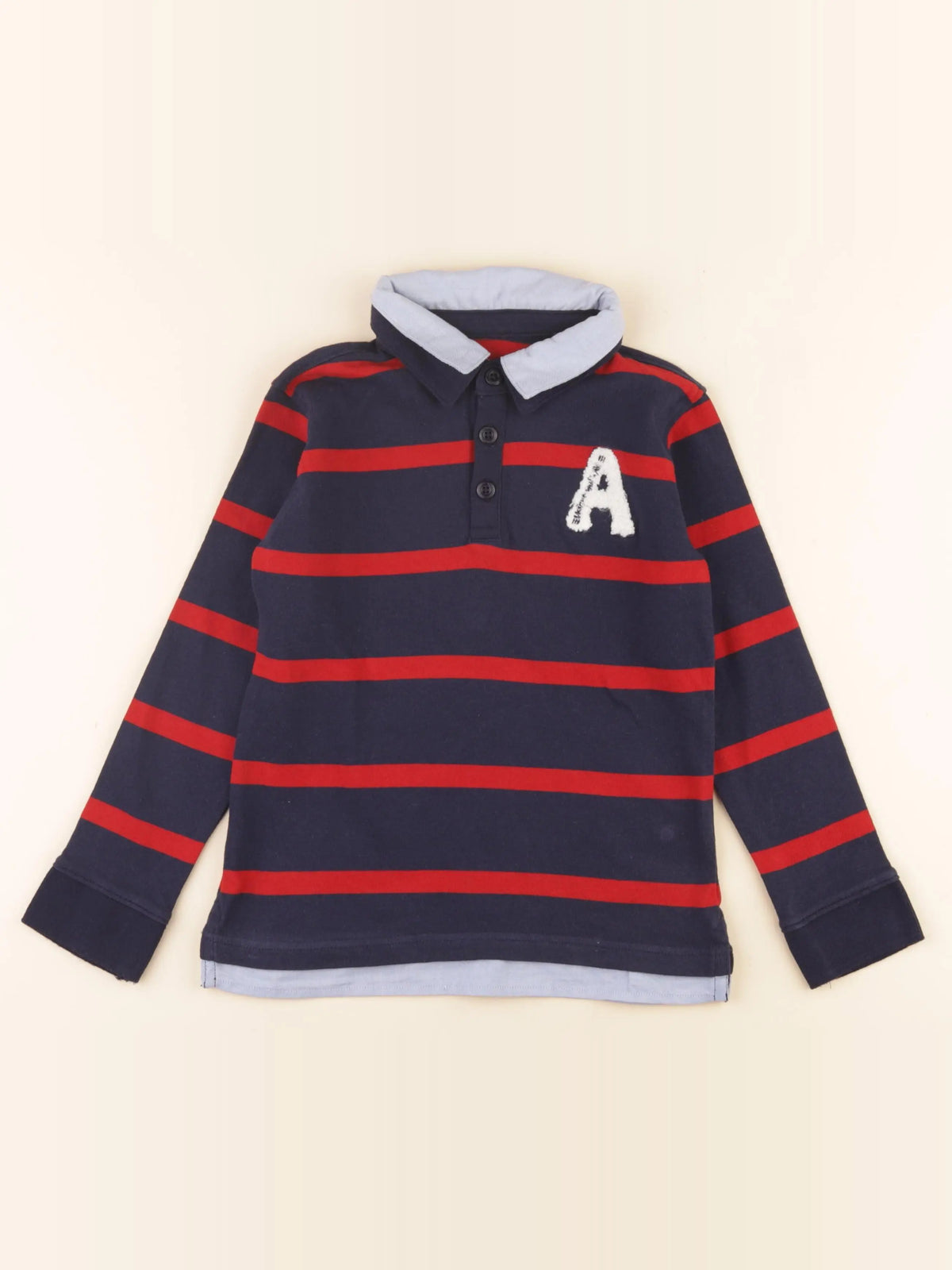 Vertbaudet - polo rouge, bleu - 8 ans