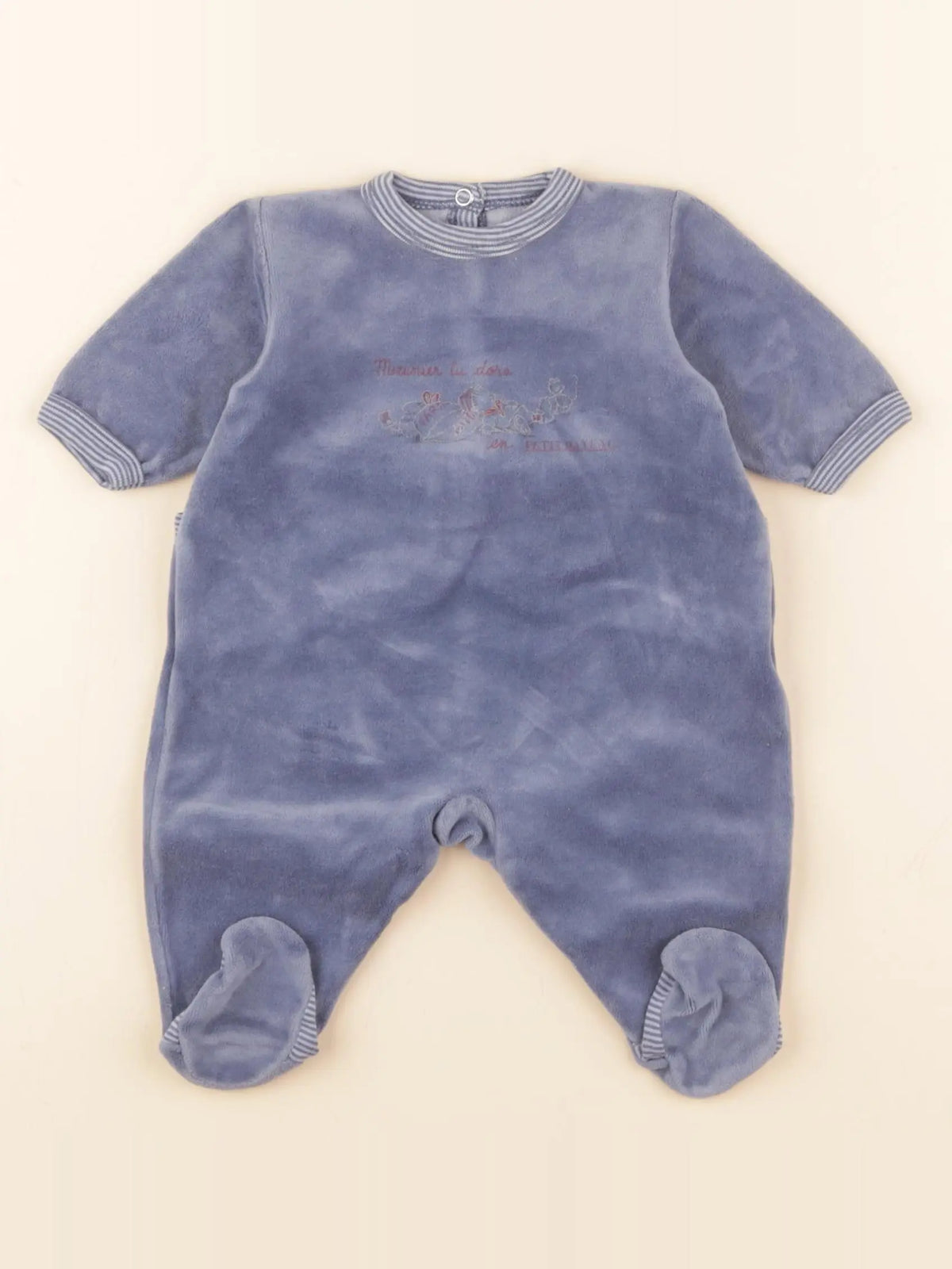 Petit Bateau - pyjama velours bleu - 1 mois