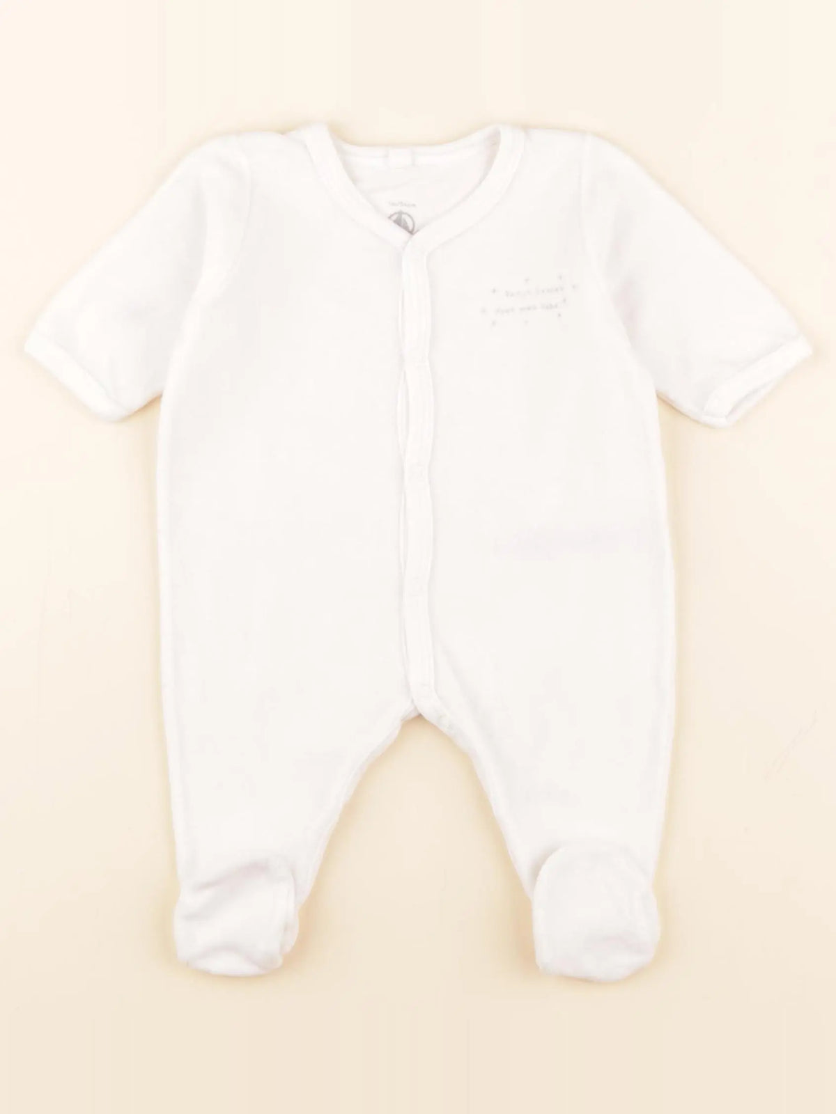 Petit Bateau - pyjama velours blanc - 1 mois