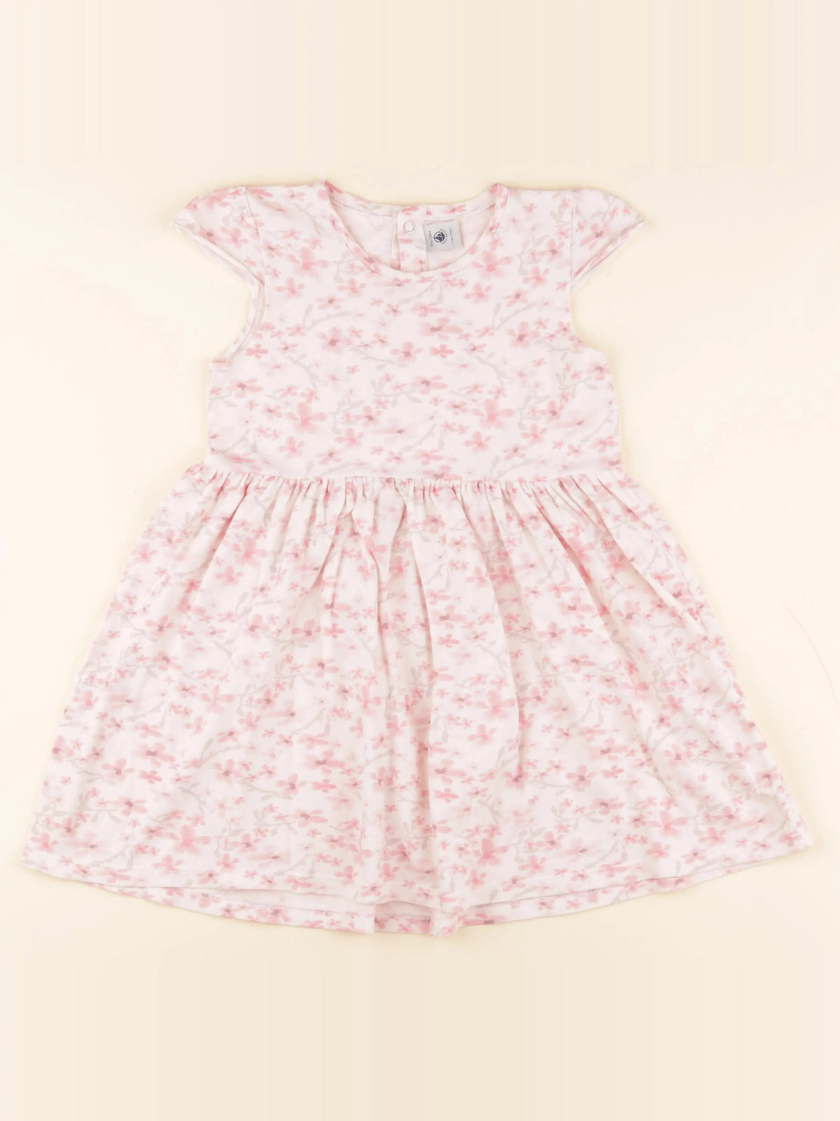 Petit Bateau - robe blanc, rose - 8 ans